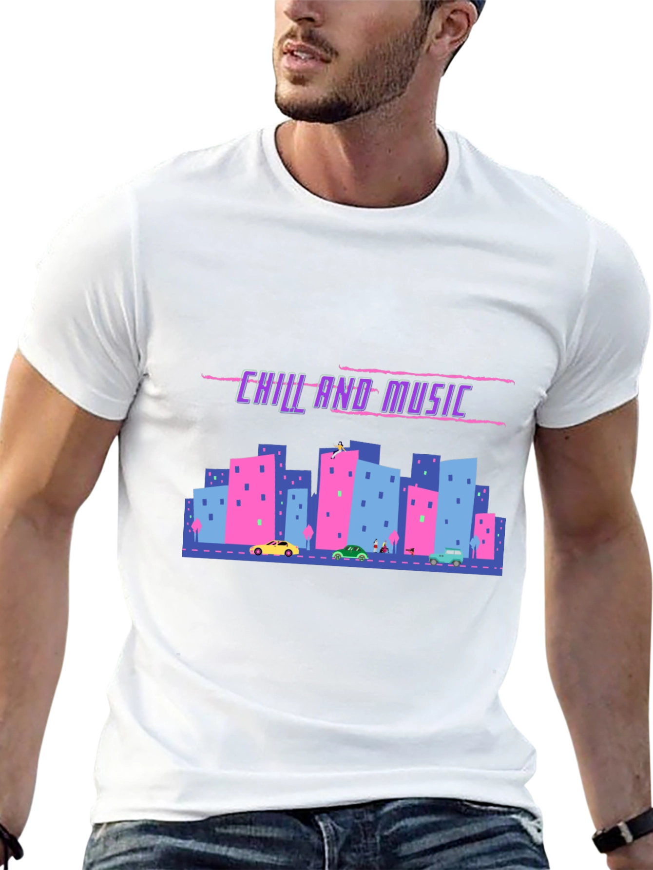 Chill and Music Graphic Tee - Black Cotton T-Shirt