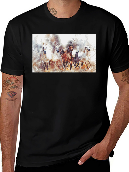 Watercolor Horse T-Shirt Black