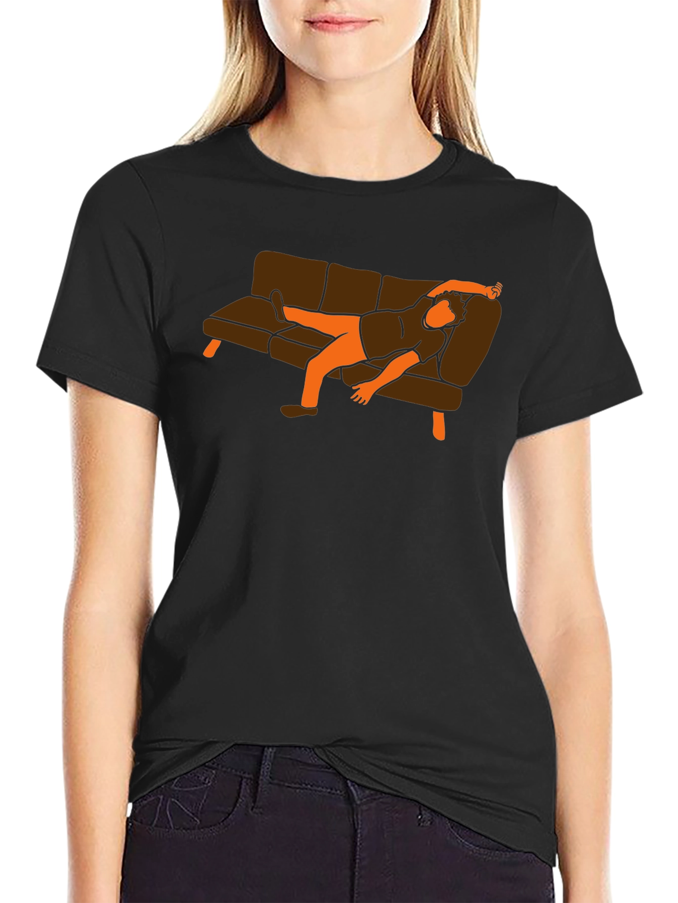 Lazy Day Black T-Shirt - Couch Potato Graphic Tee