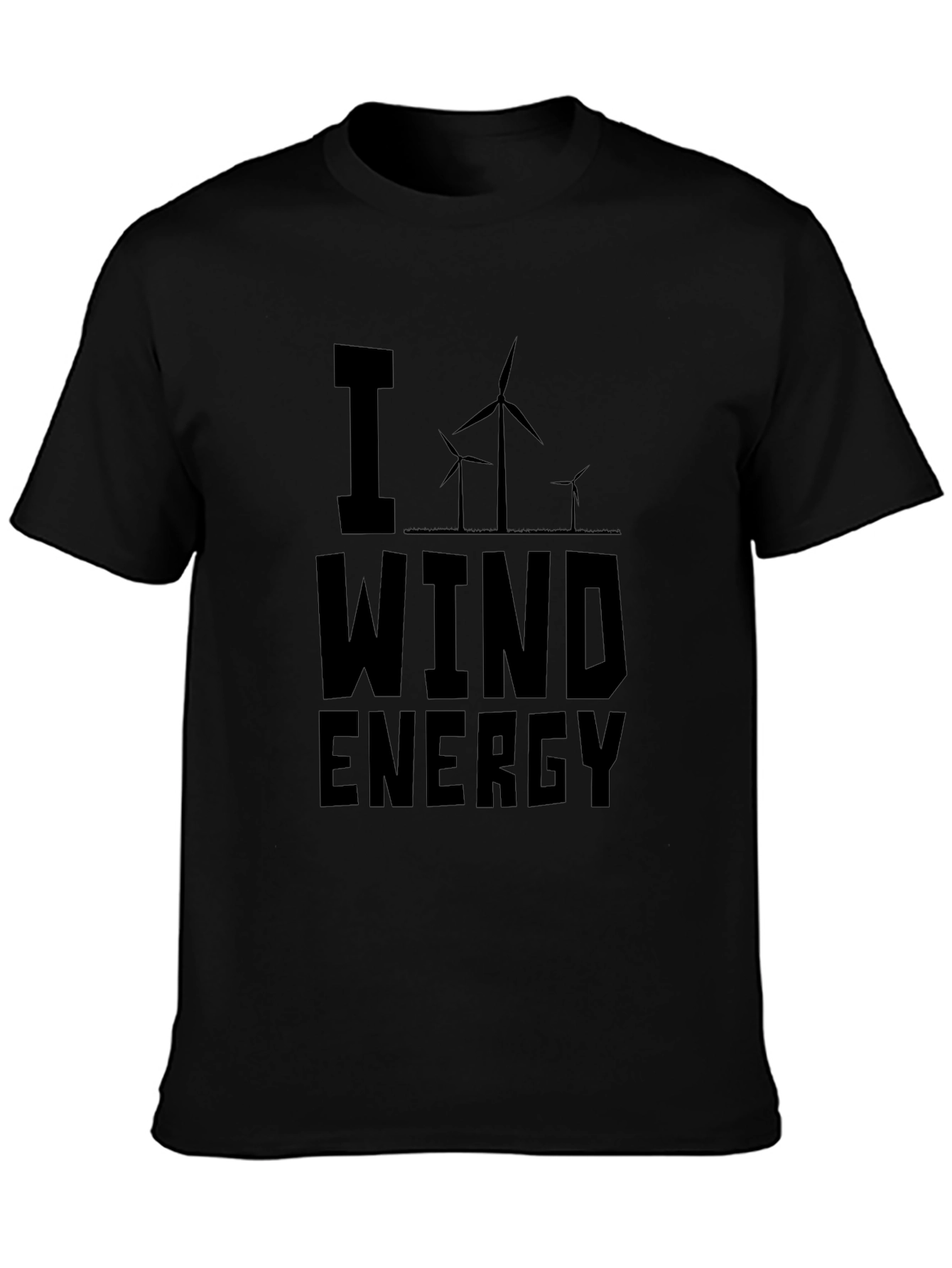 I Love Wind Energy Black Graphic T-Shirt
