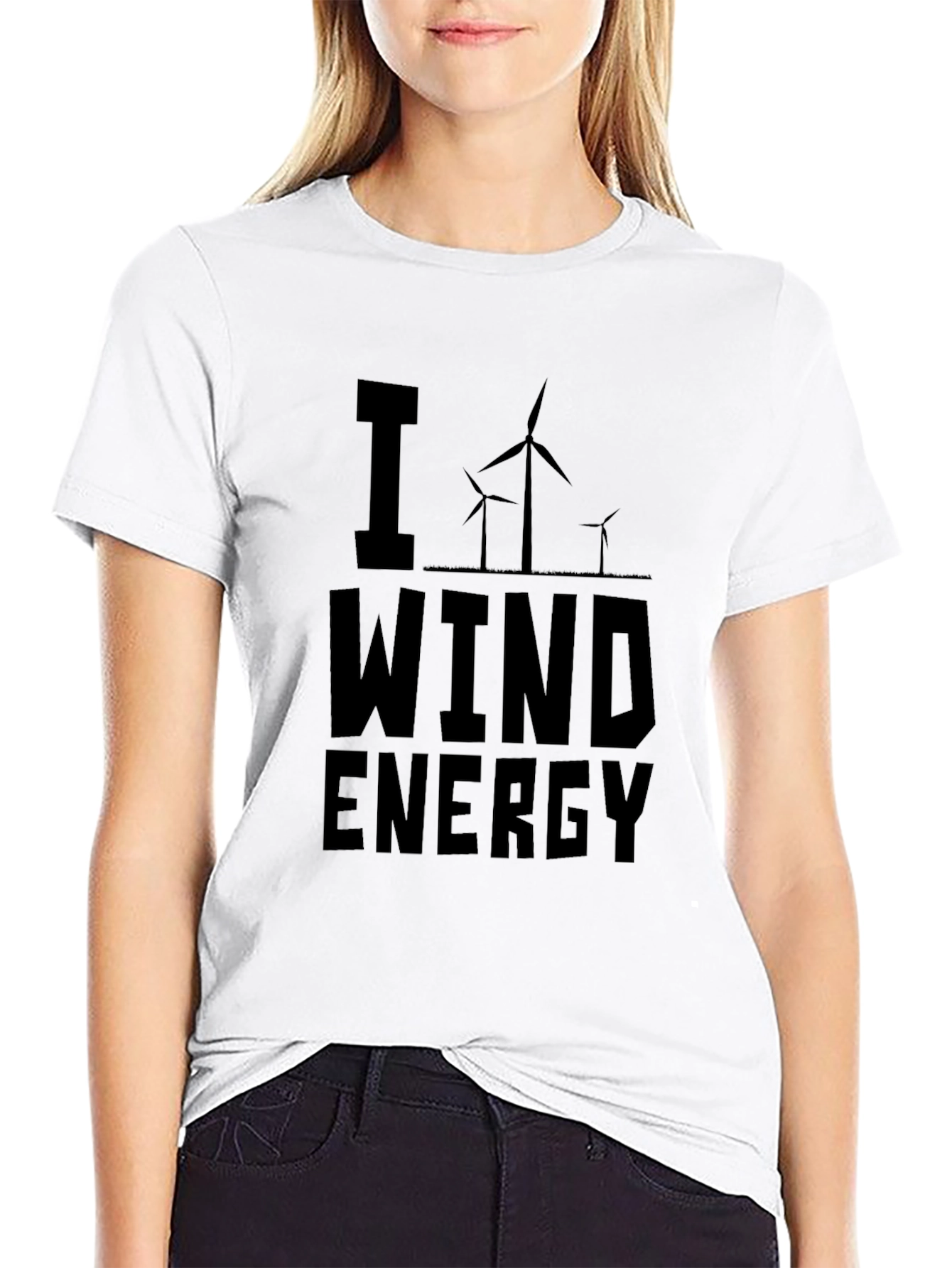 I Love Wind Energy Black Graphic T-Shirt
