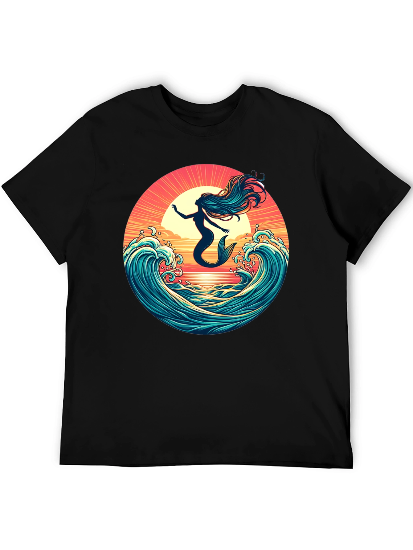 Mermaid Sunset Wave Graphic Tee