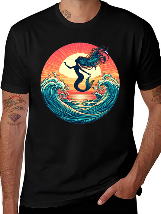 Mermaid Sunset Wave Graphic Tee