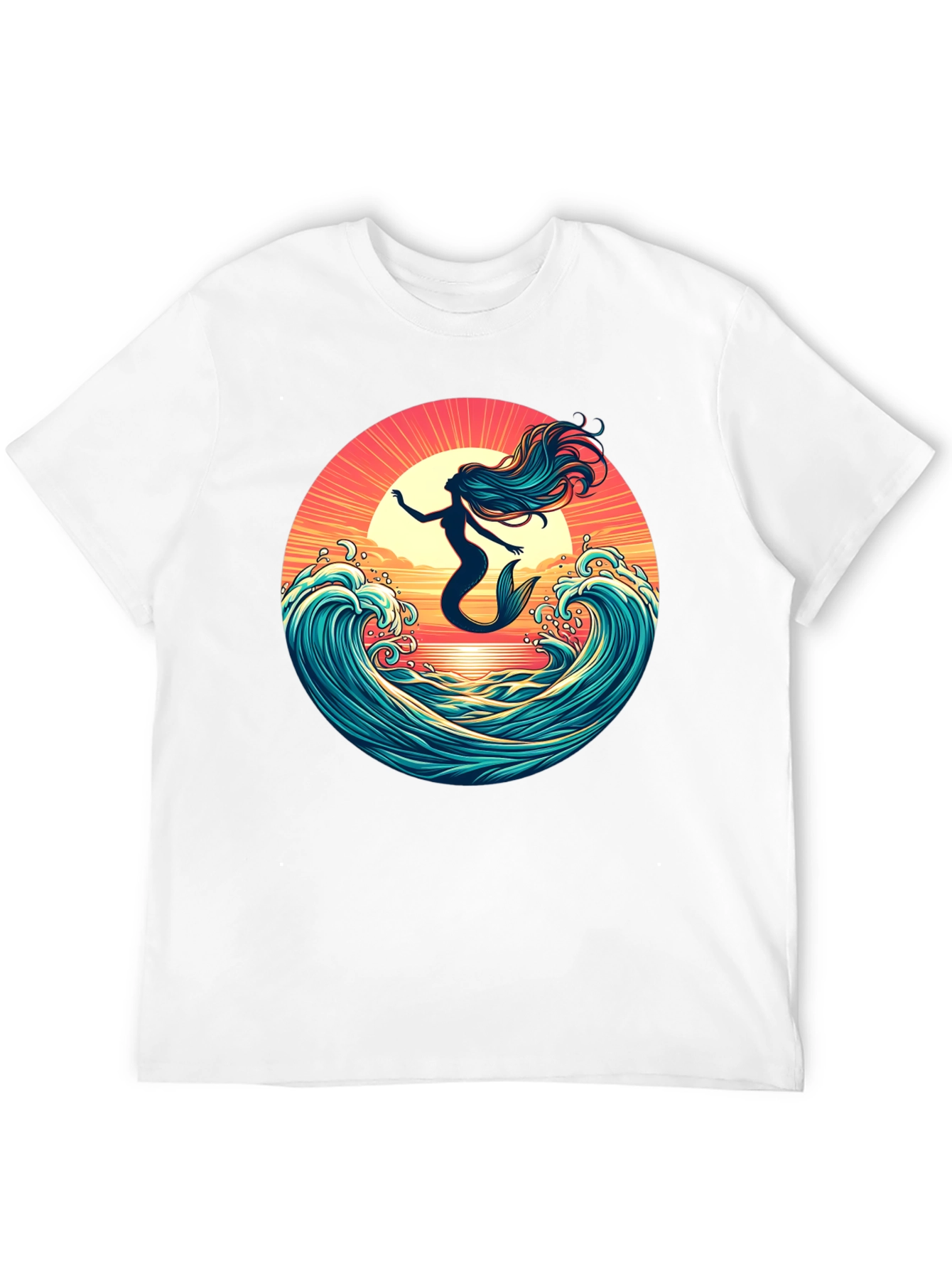 Mermaid Sunset Wave Graphic Tee