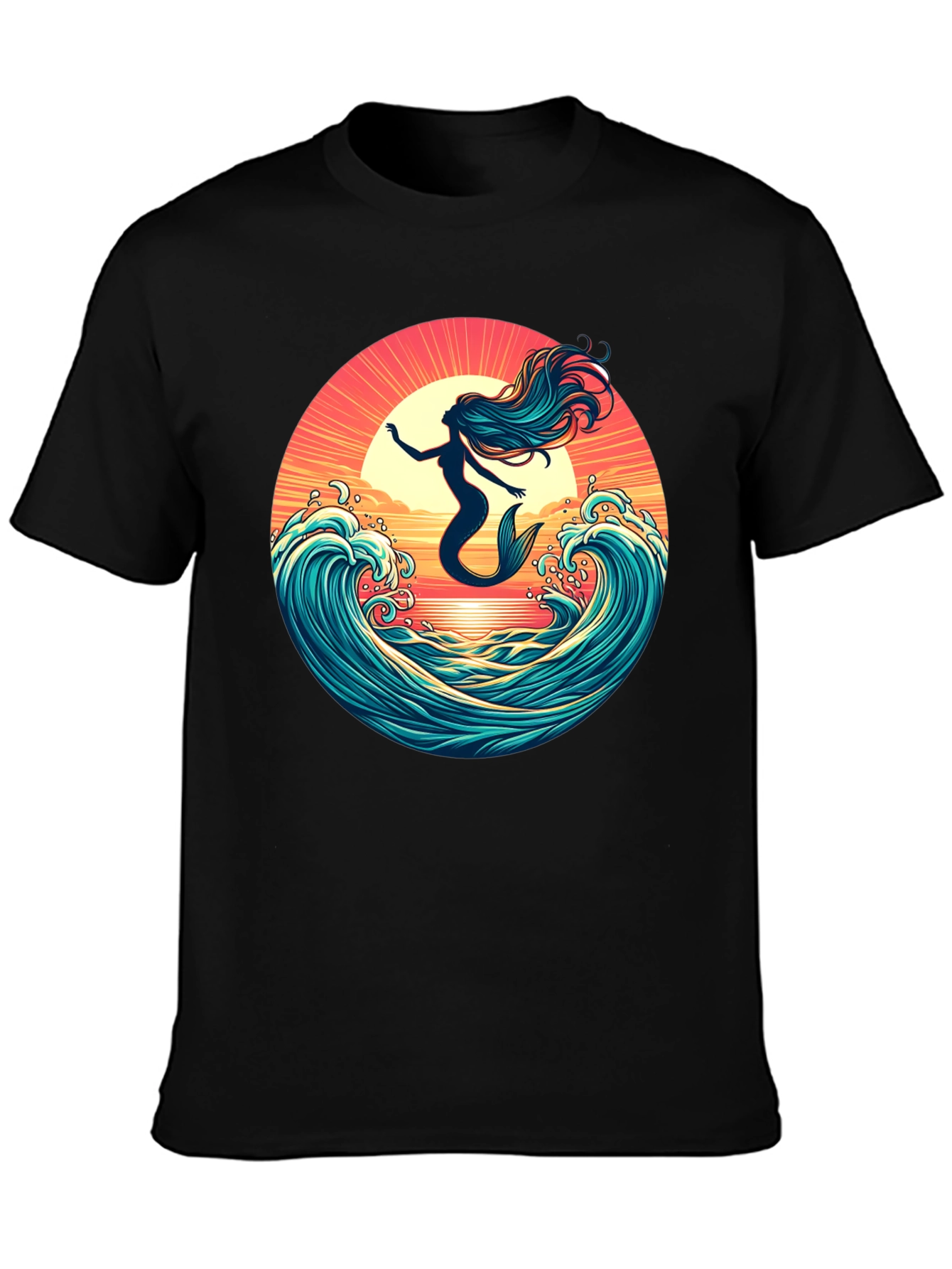 Mermaid Sunset Wave Graphic Tee