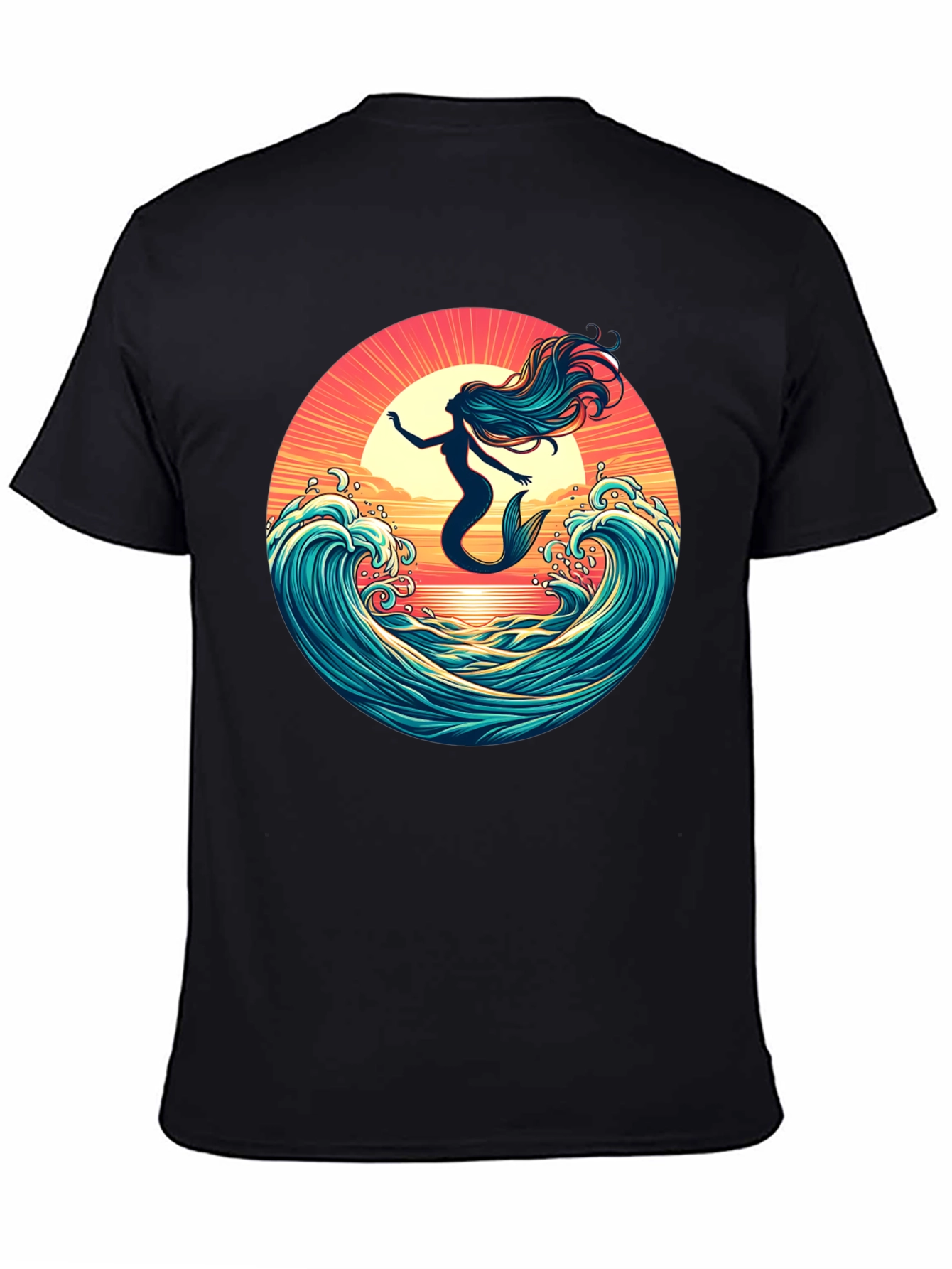 Mermaid Sunset Wave Graphic Tee