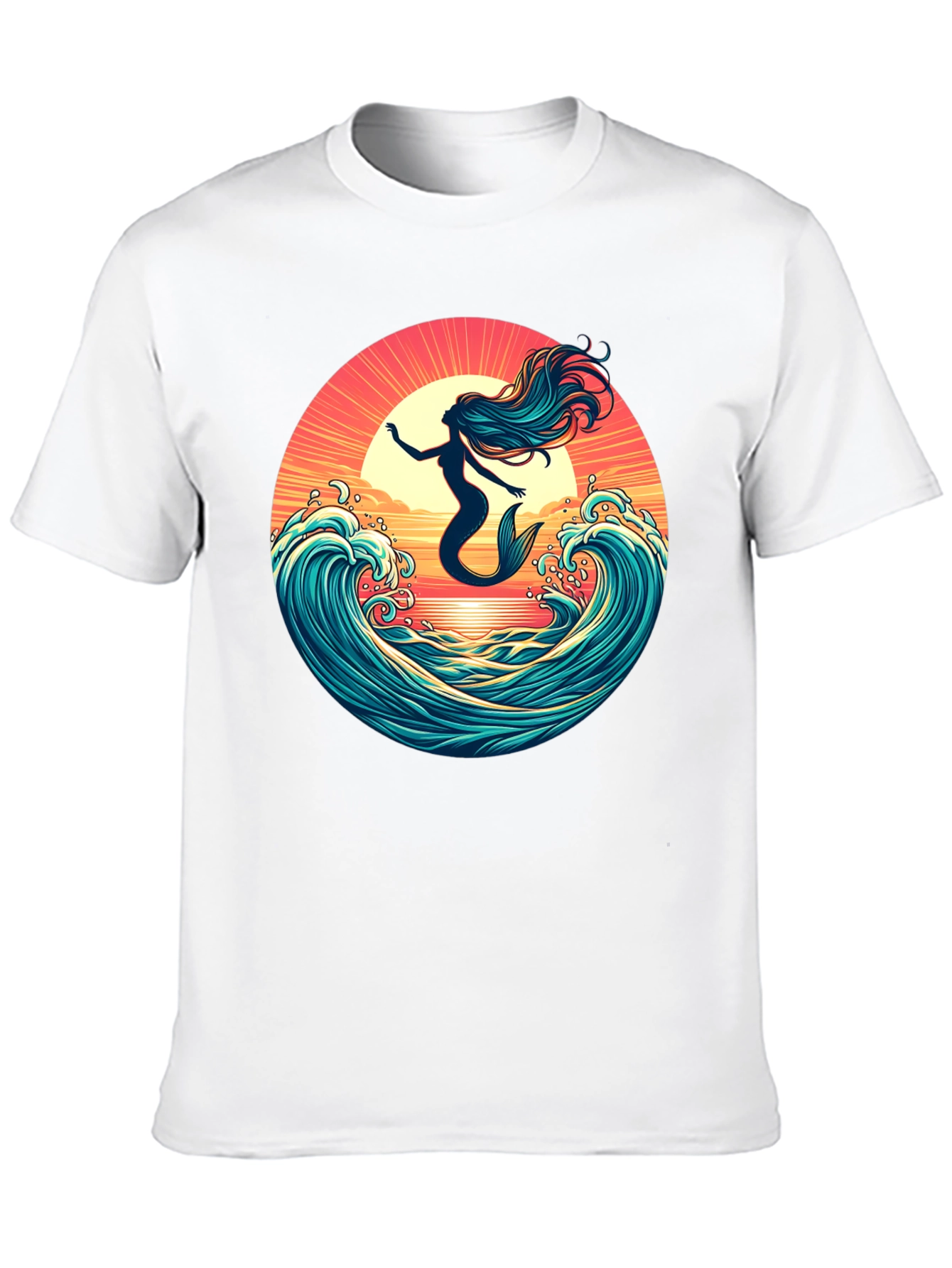 Mermaid Sunset Wave Graphic Tee