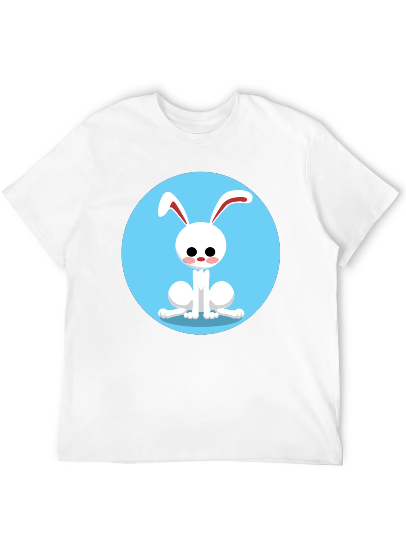 Cute Cartoon Rabbit Graphic Tee - Black