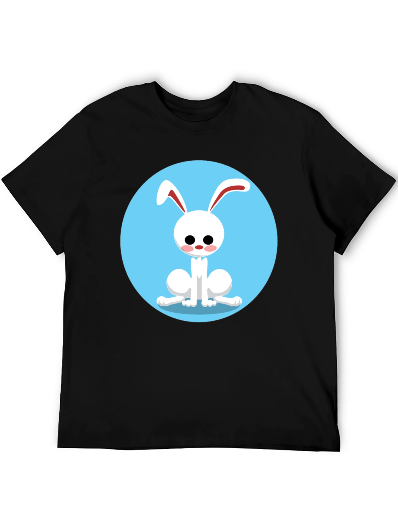 Cute Cartoon Rabbit Graphic Tee - Black