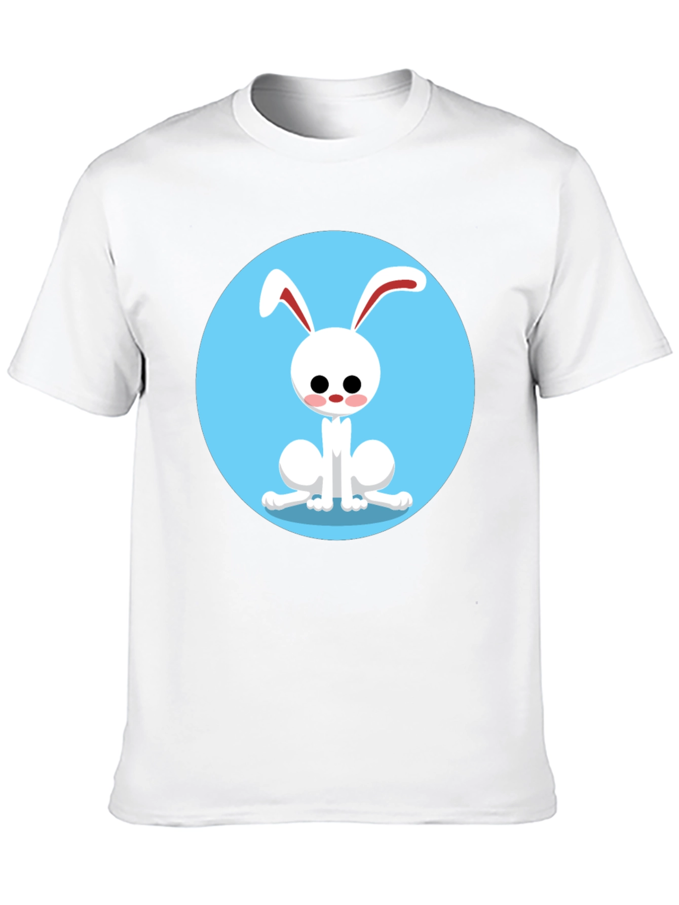 Cute Cartoon Rabbit Graphic Tee - Black