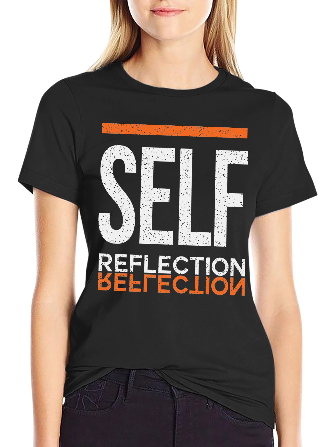 Self Reflection Graphic Tee - Trendy Black Shirt