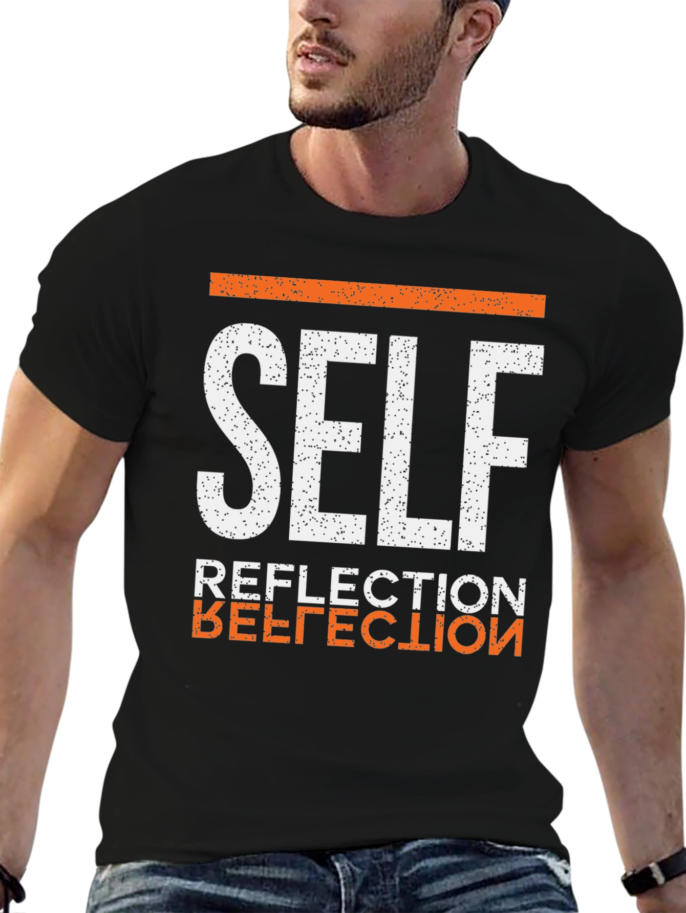 Self Reflection Graphic Tee - Trendy Black Shirt