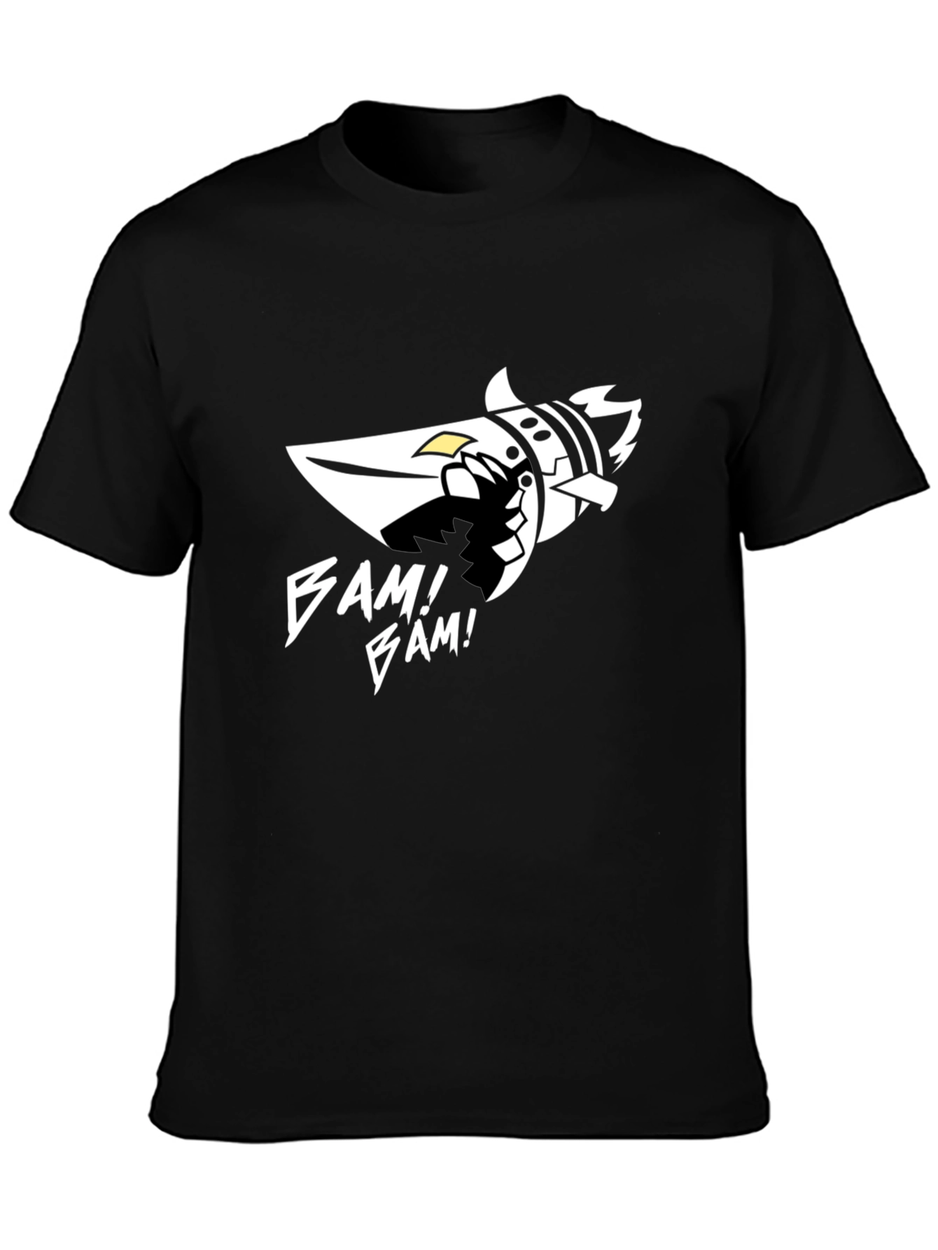 Bam! Bam! Graphic Tee - Black Cotton Blend T-Shirt
