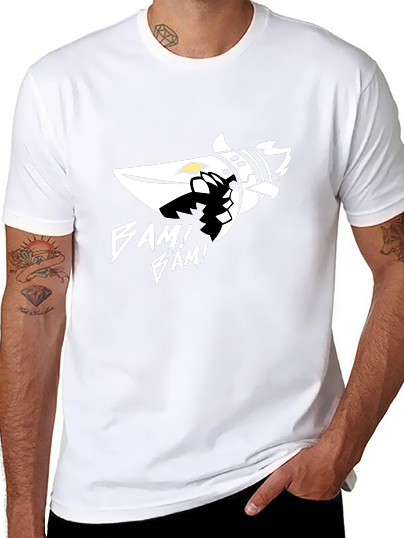 Bam! Bam! Graphic Tee - Black Cotton Blend T-Shirt