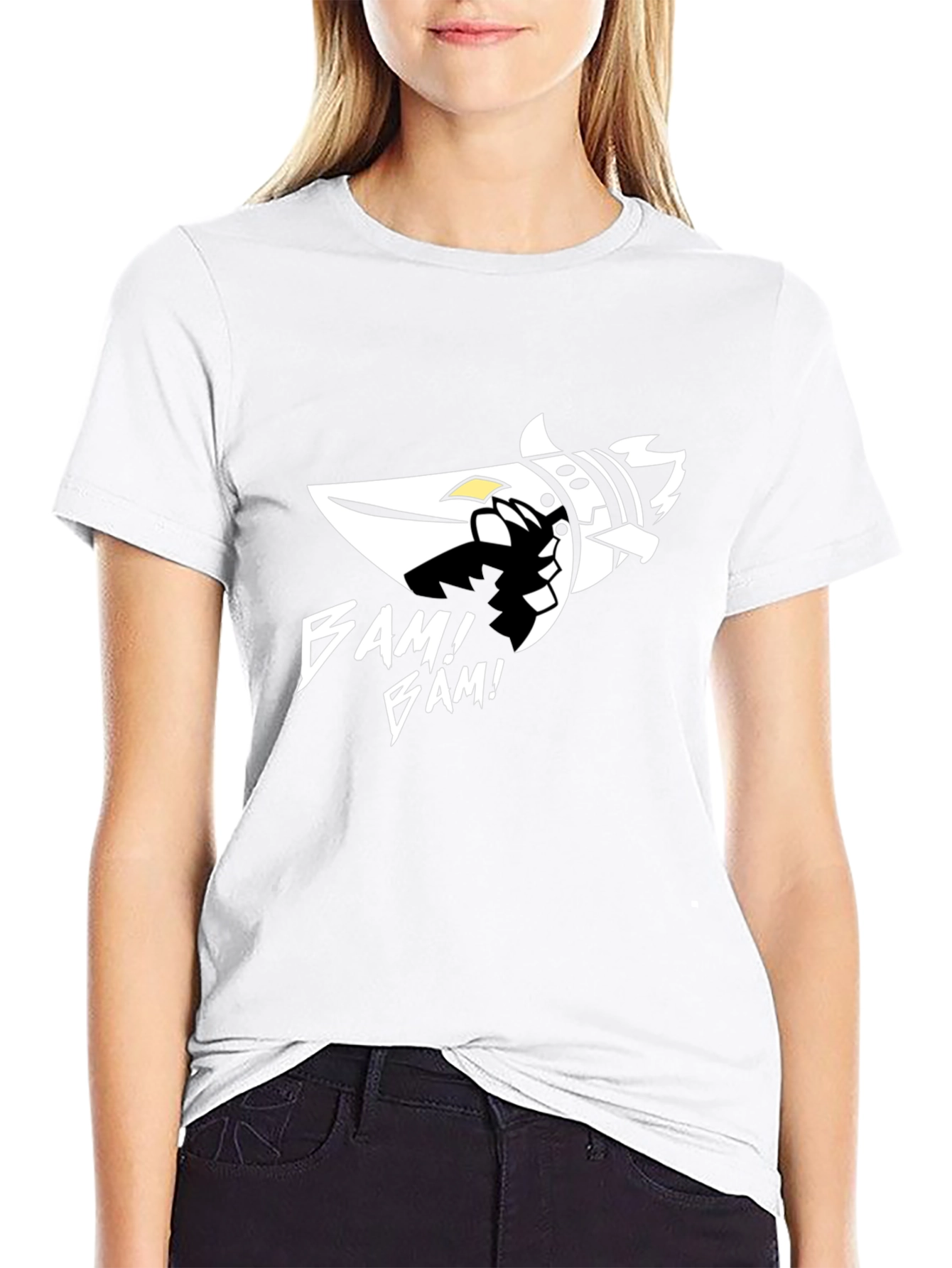 Bam! Bam! Graphic Tee - Black Cotton Blend T-Shirt