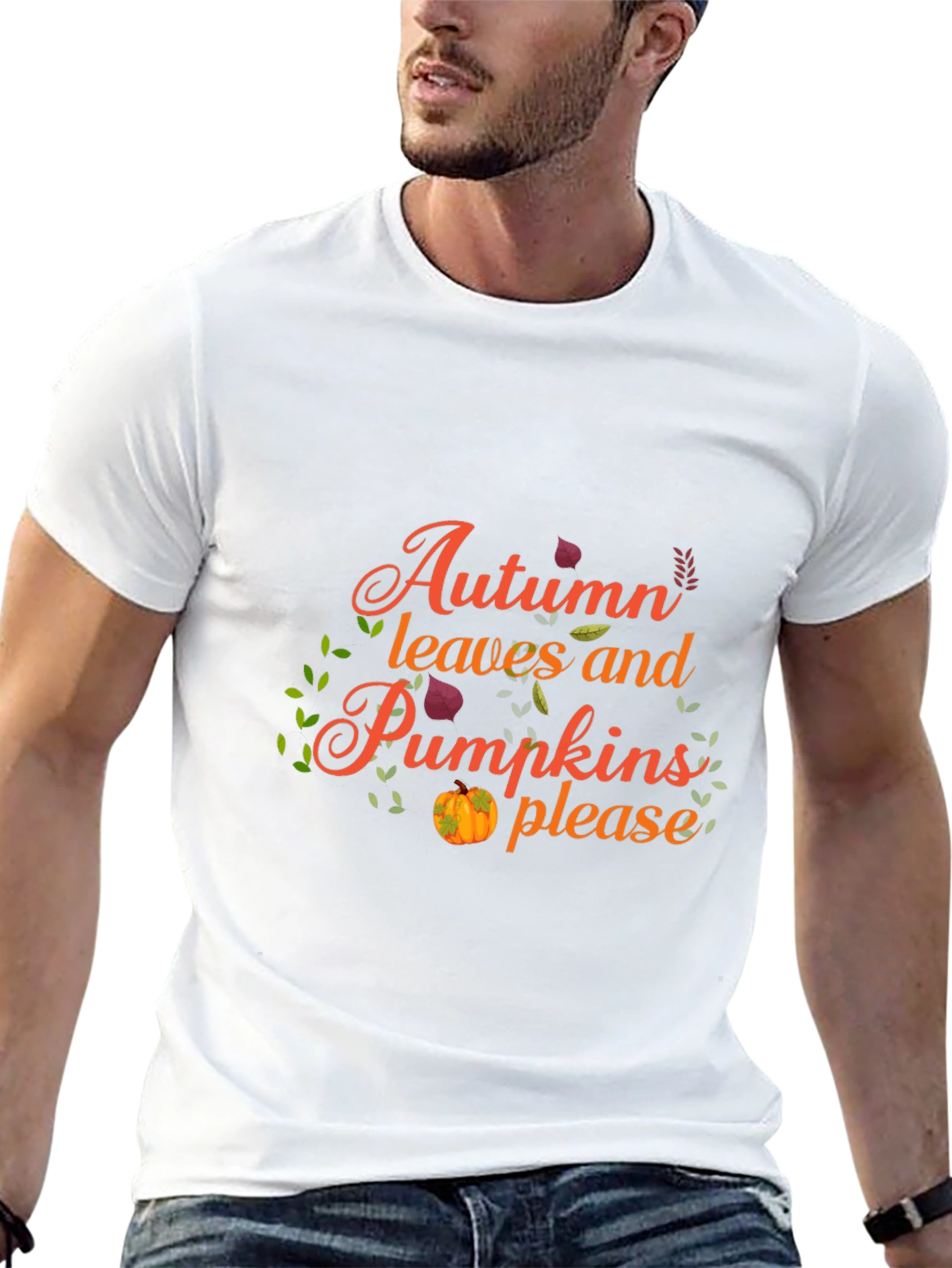 Autumn Leaves and Pumpkins Please Graphic Tee