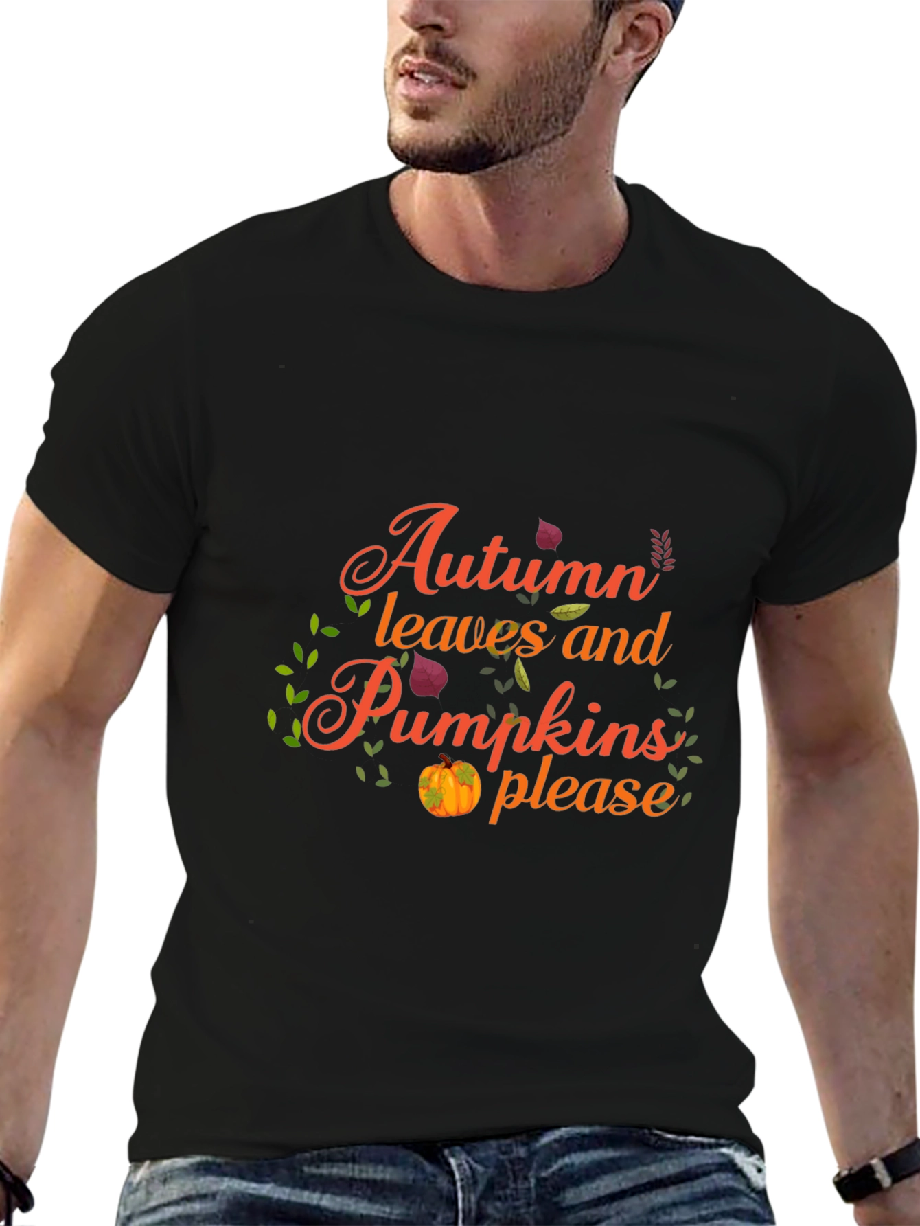 Autumn Leaves and Pumpkins Please Graphic Tee