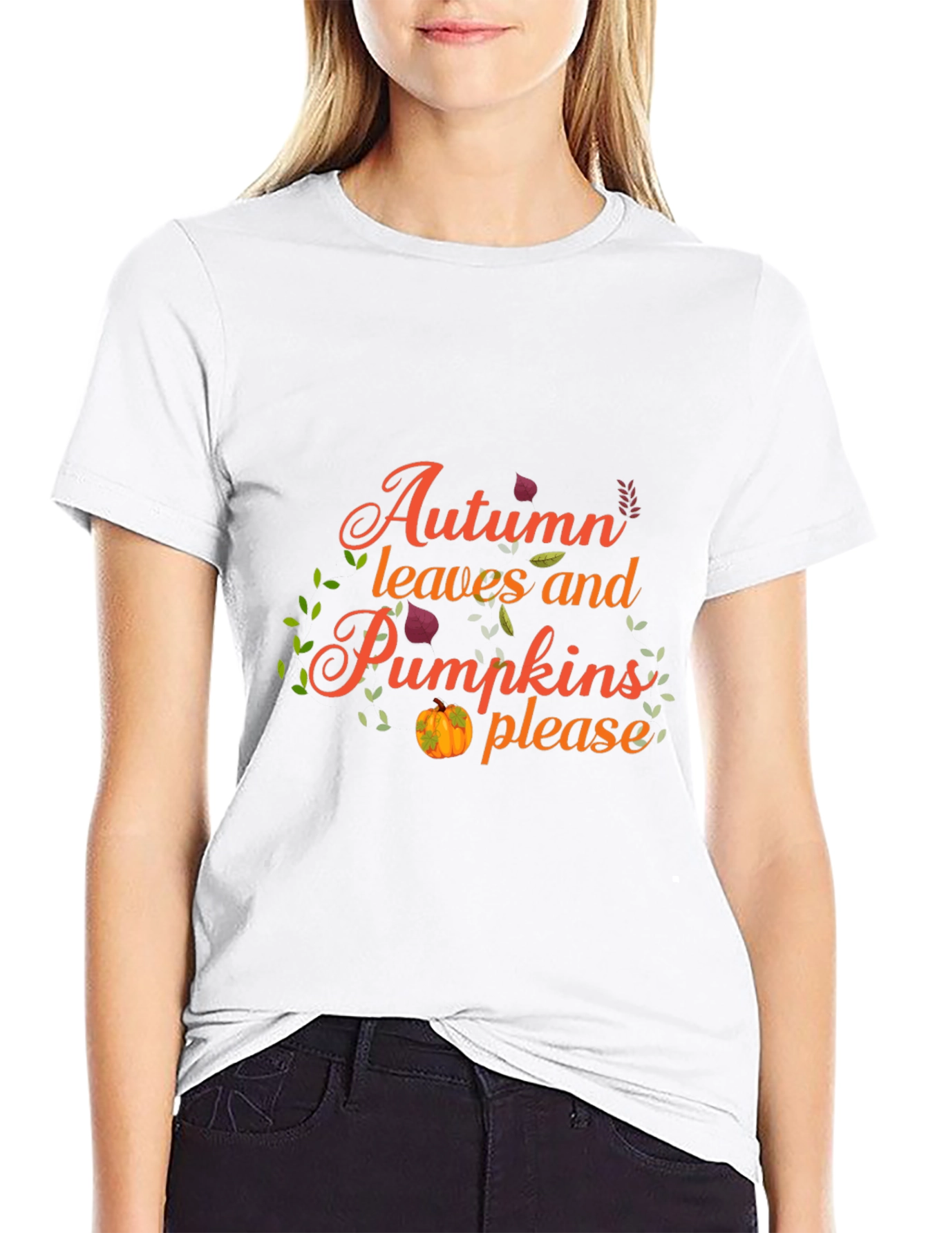 Autumn Leaves and Pumpkins Please Graphic Tee