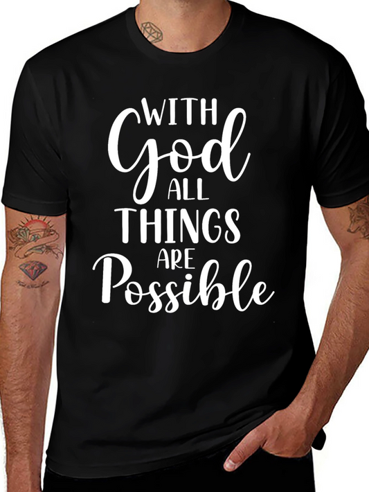 With God All Things Are Possible Black Tee Shirt