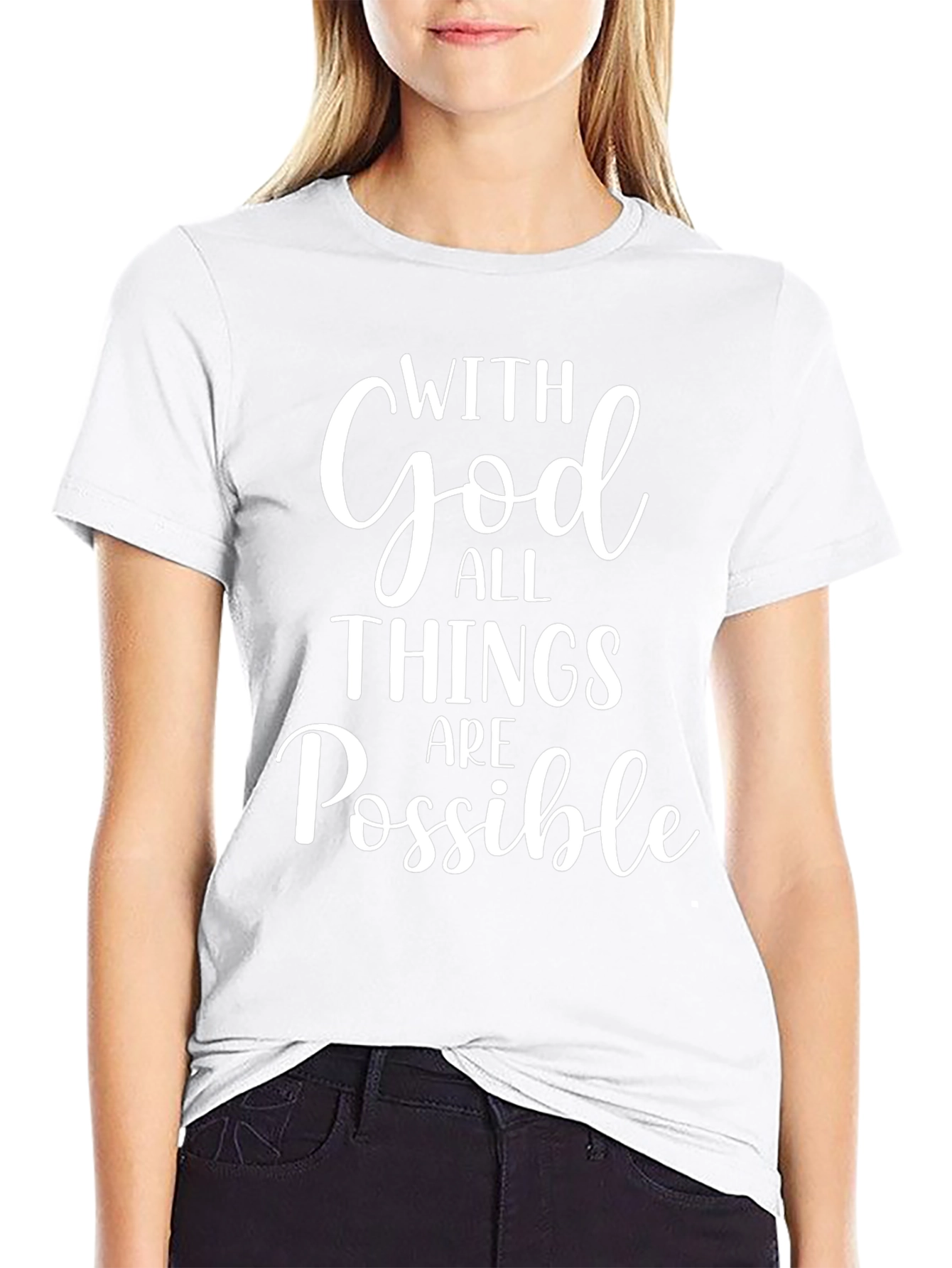 With God All Things Are Possible Black Tee Shirt