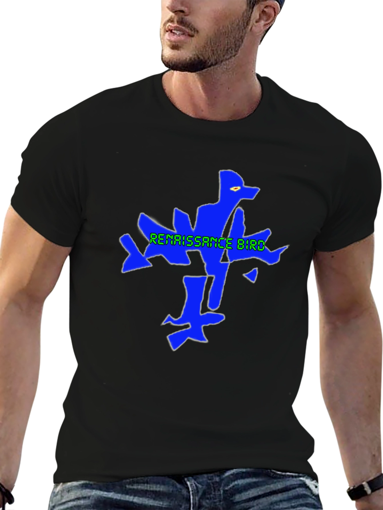 Renaissance Bird Graphic Tee - Stylish Mens Black T-Shirt