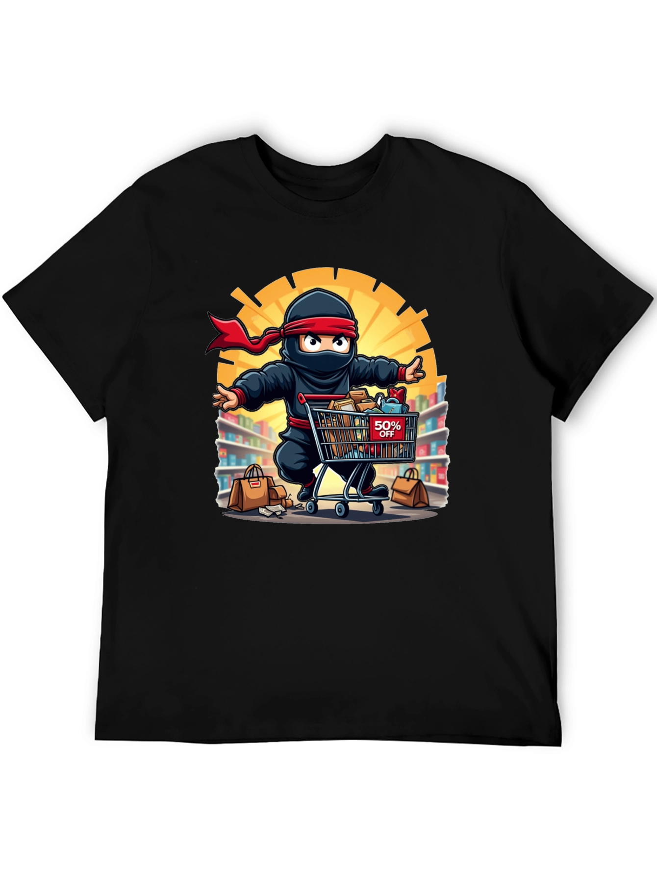 Ninja Shopper Black T-Shirt - 50% Off