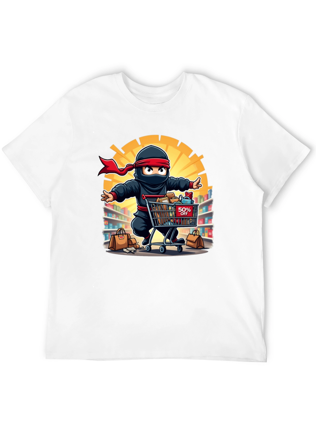 Ninja Shopper Black T-Shirt - 50% Off