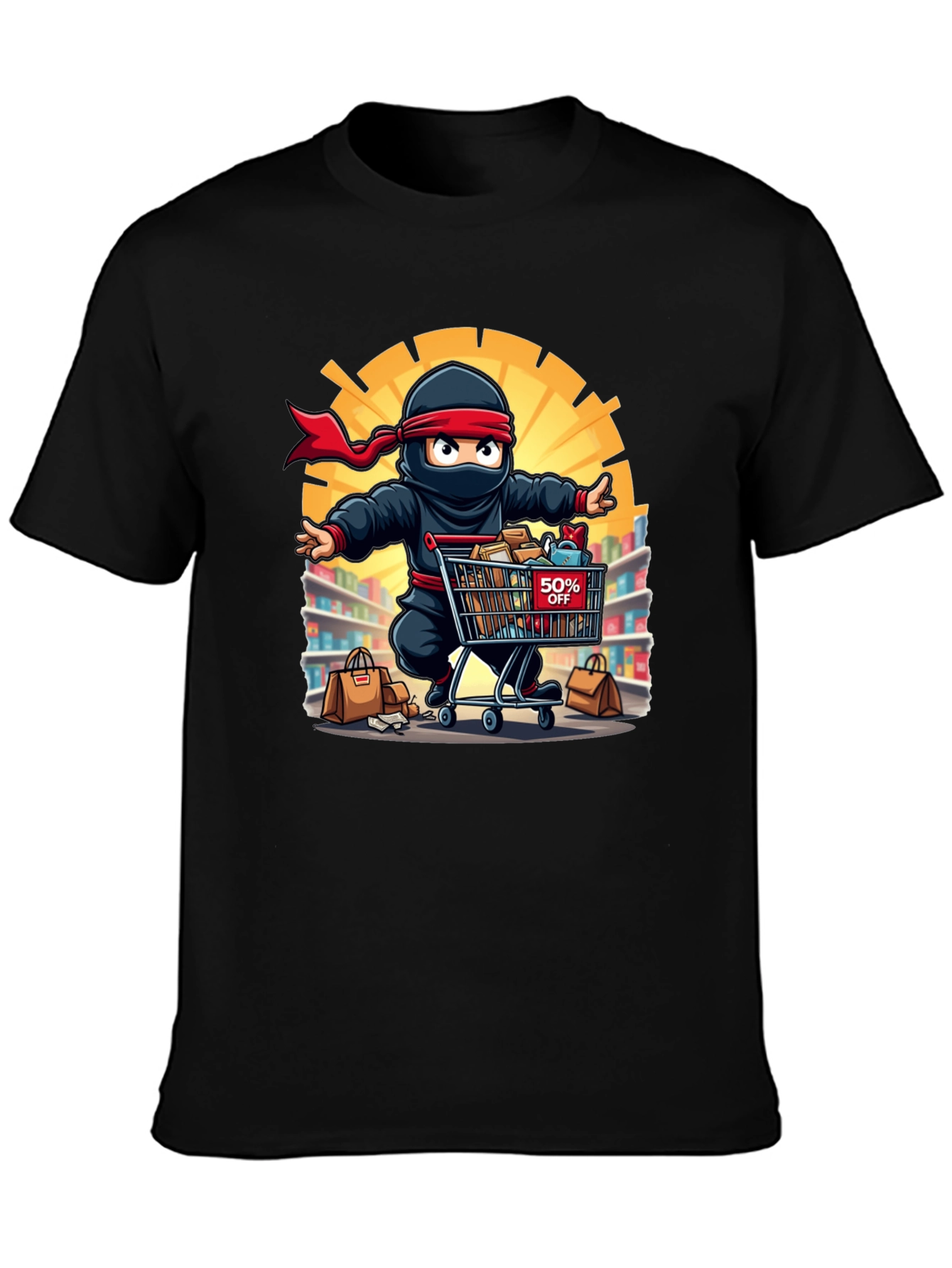 Ninja Shopper Black T-Shirt - 50% Off