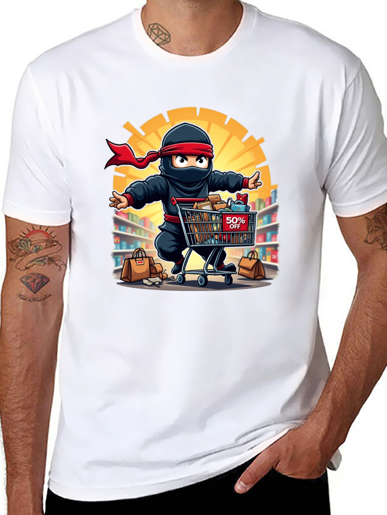 Ninja Shopper Black T-Shirt - 50% Off