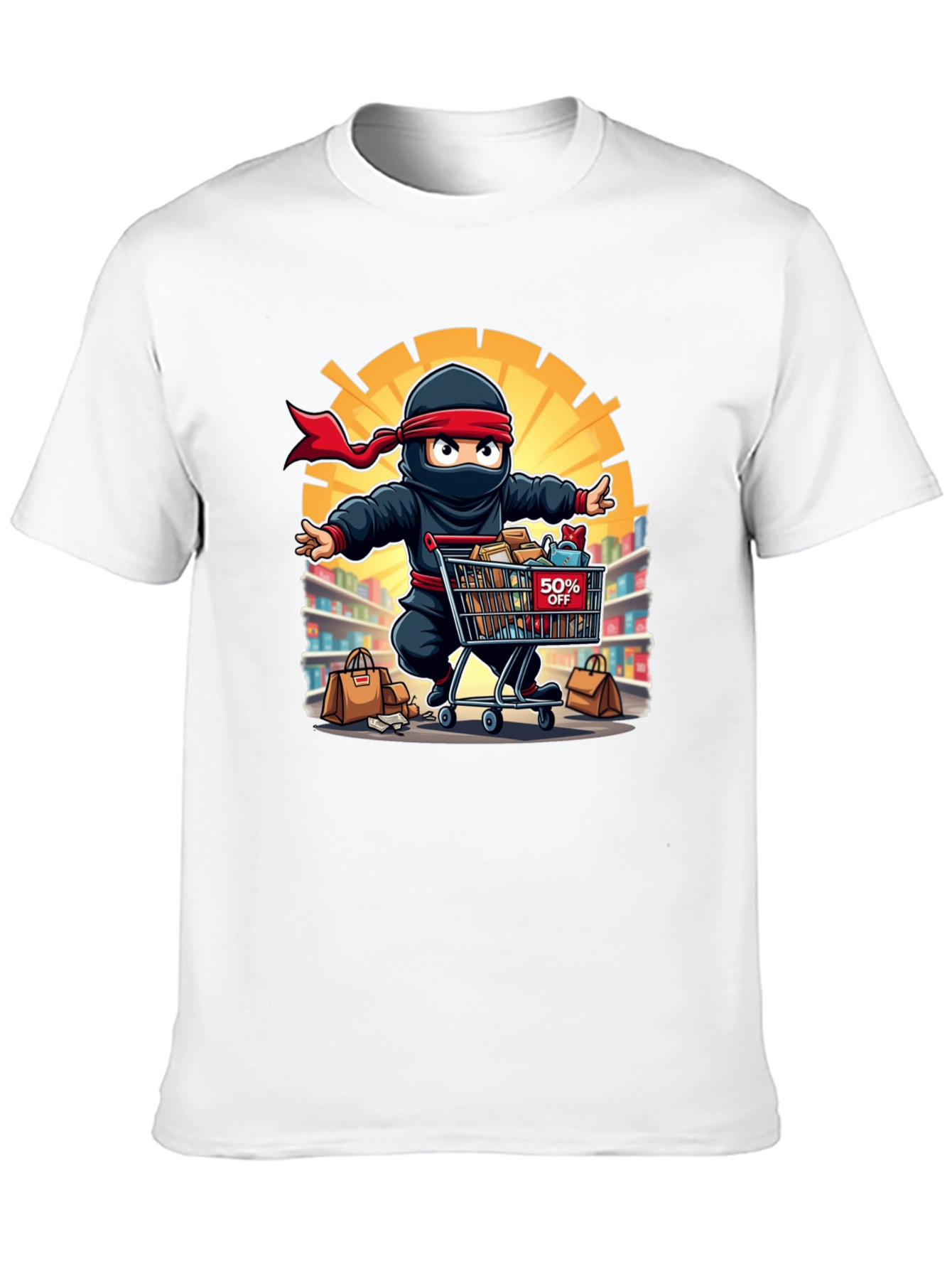 Ninja Shopper Black T-Shirt - 50% Off