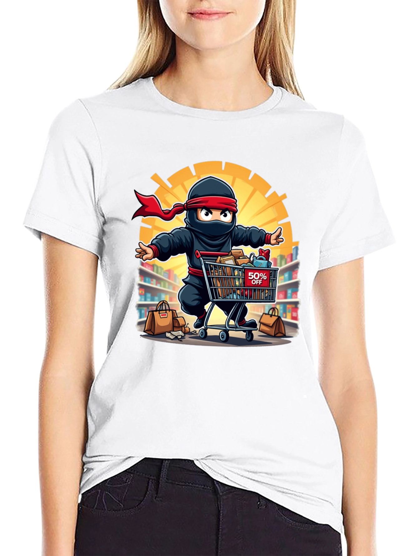 Ninja Shopper Black T-Shirt - 50% Off