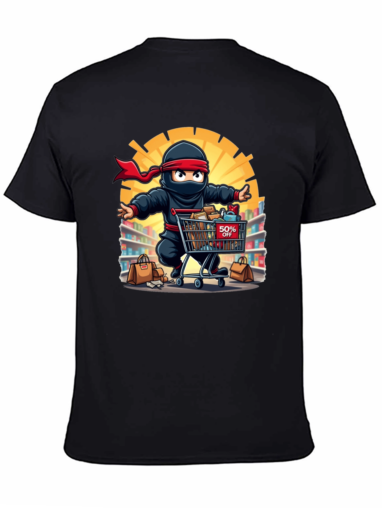 Ninja Shopper Black T-Shirt - 50% Off