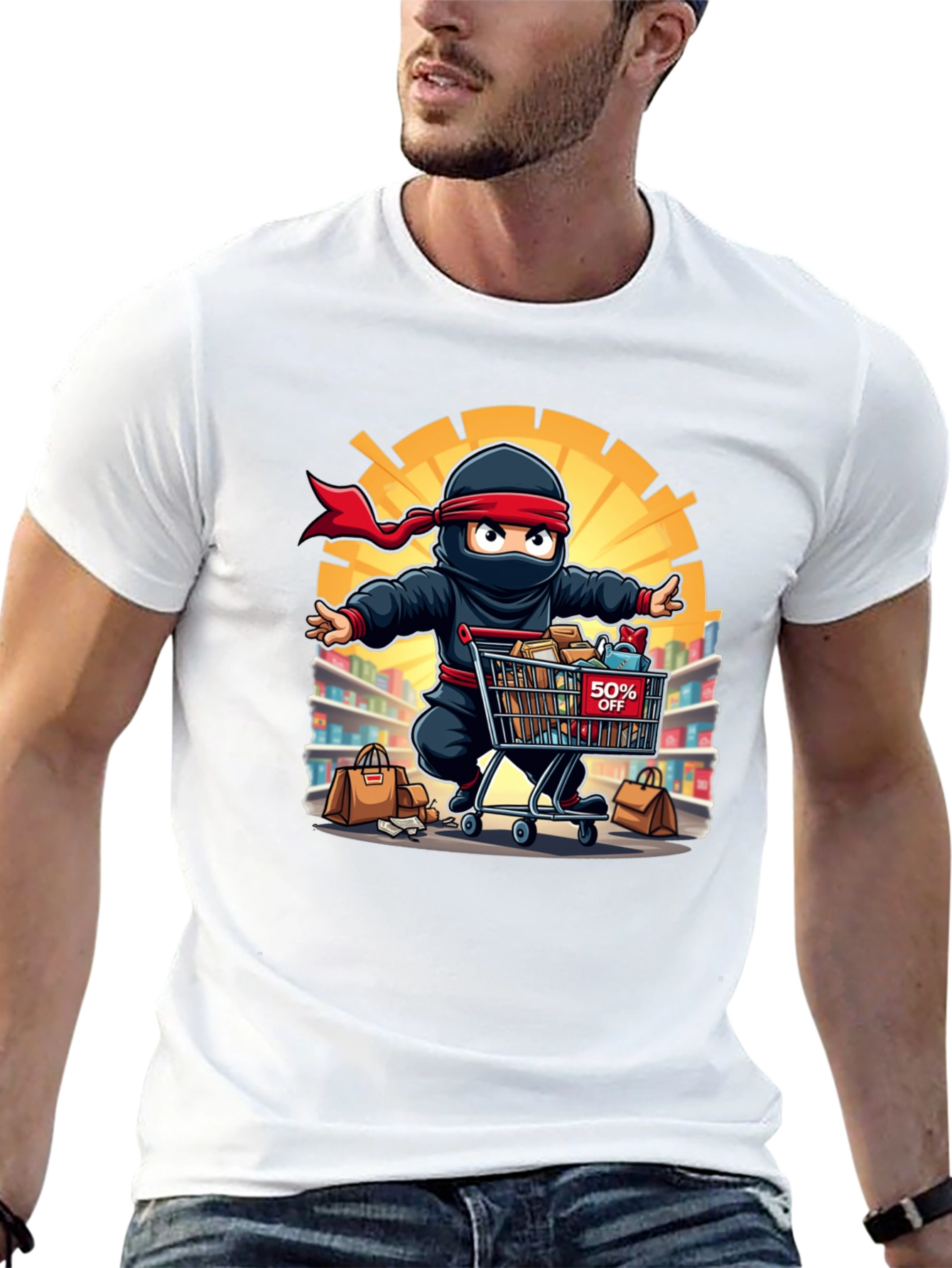 Ninja Shopper Black T-Shirt - 50% Off