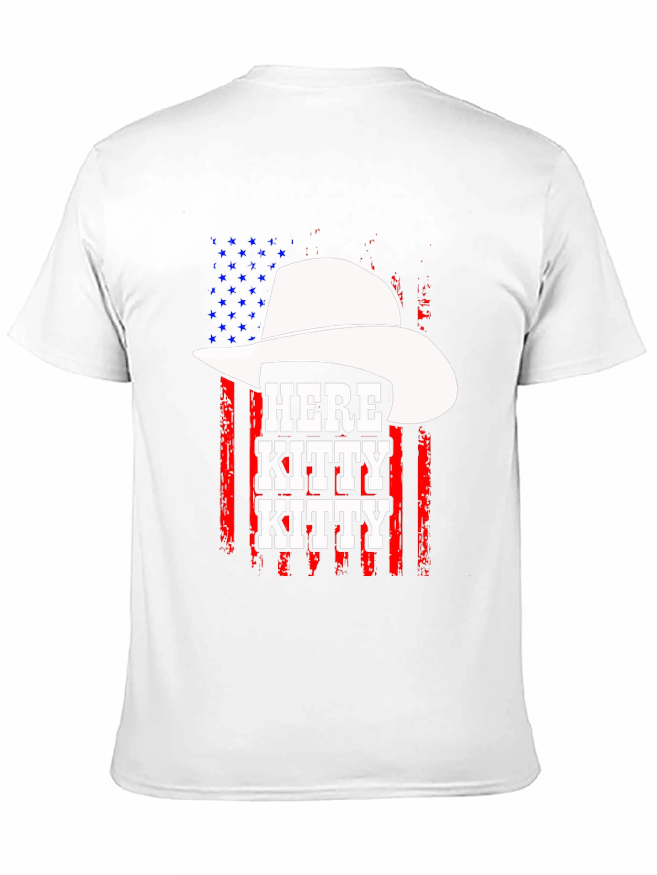 Here Kitty Kitty Cowboy USA Flag T-Shirt