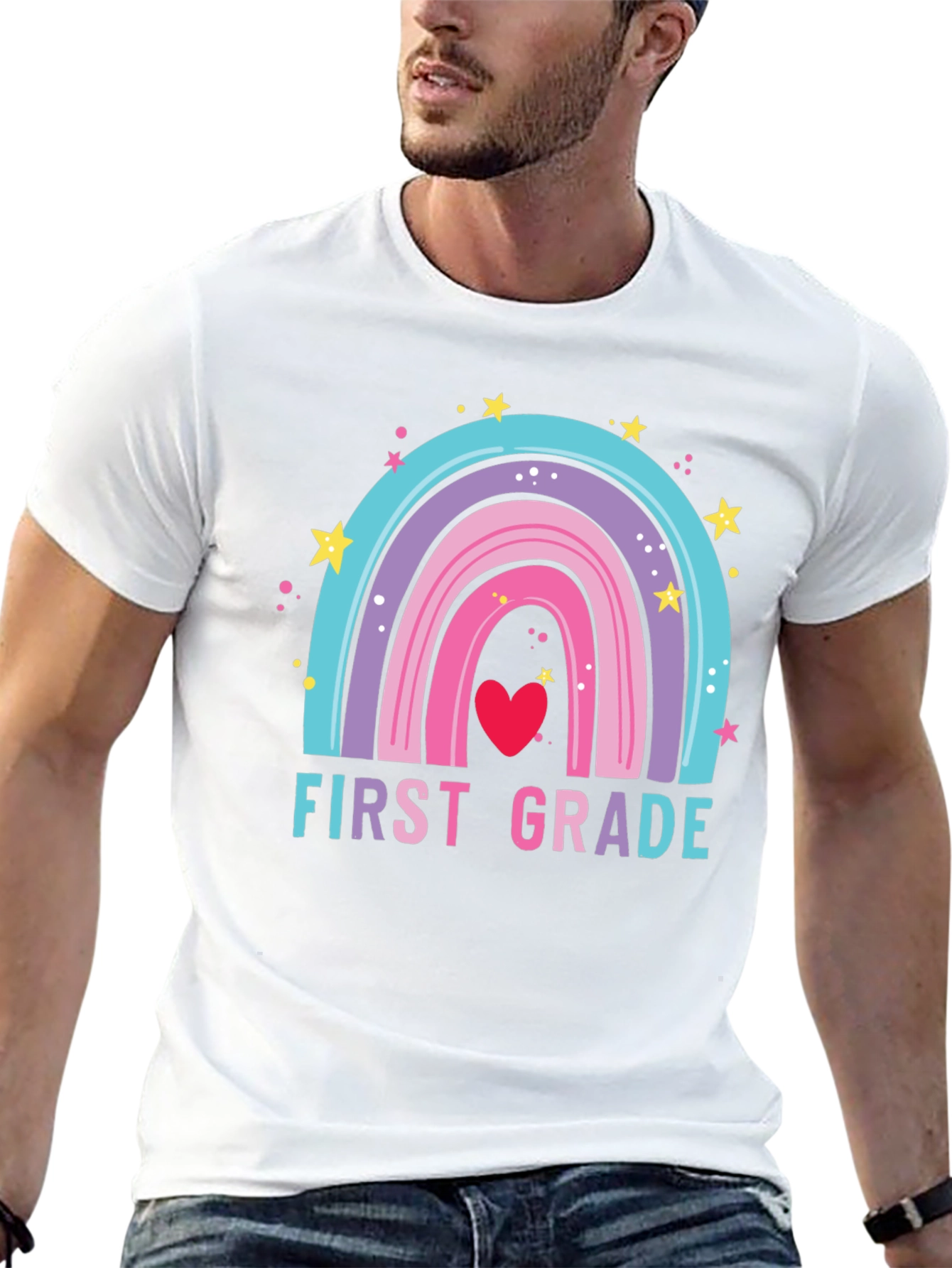 First Grade Rainbow Heart T-Shirt