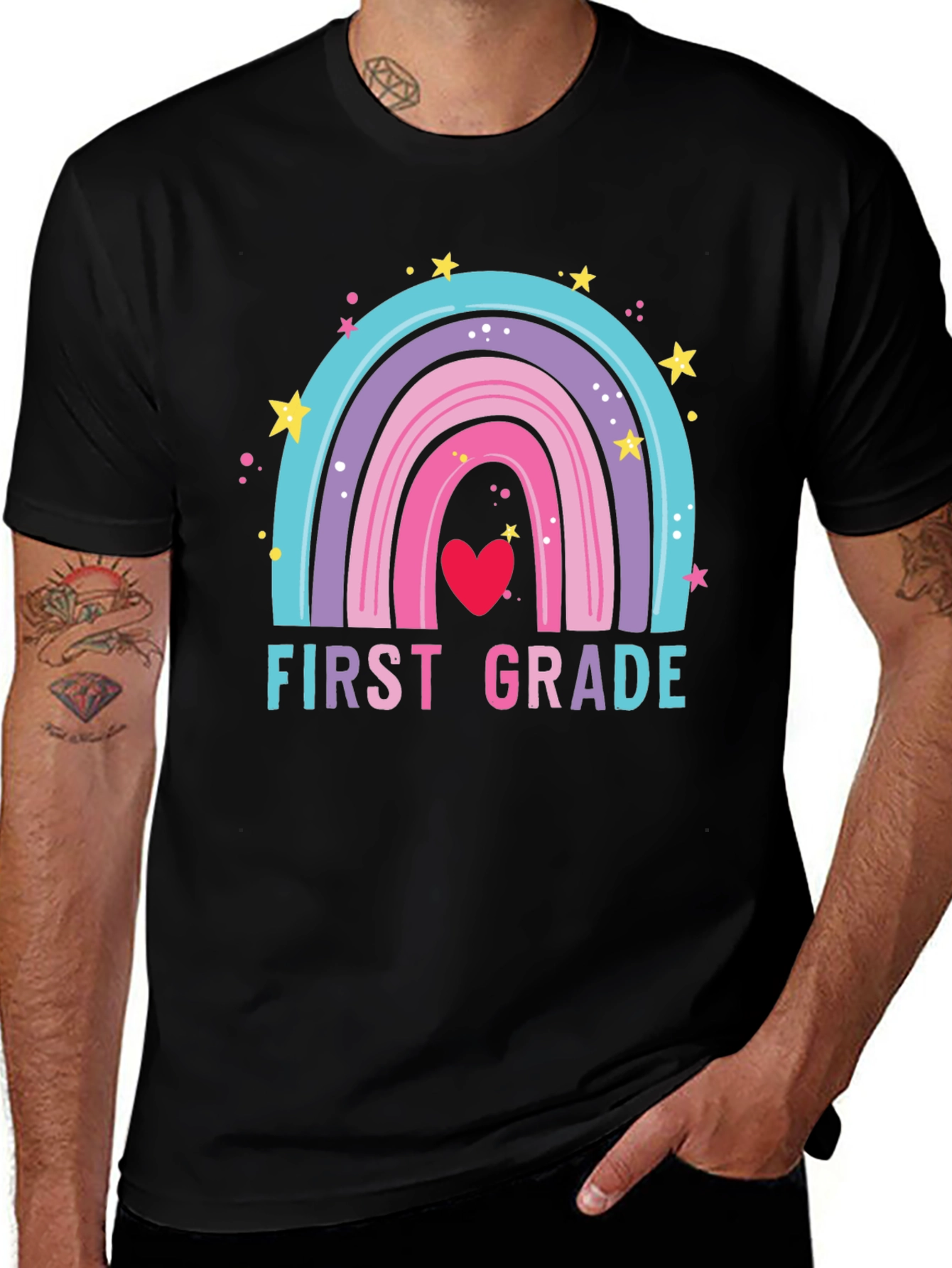 First Grade Rainbow Heart T-Shirt