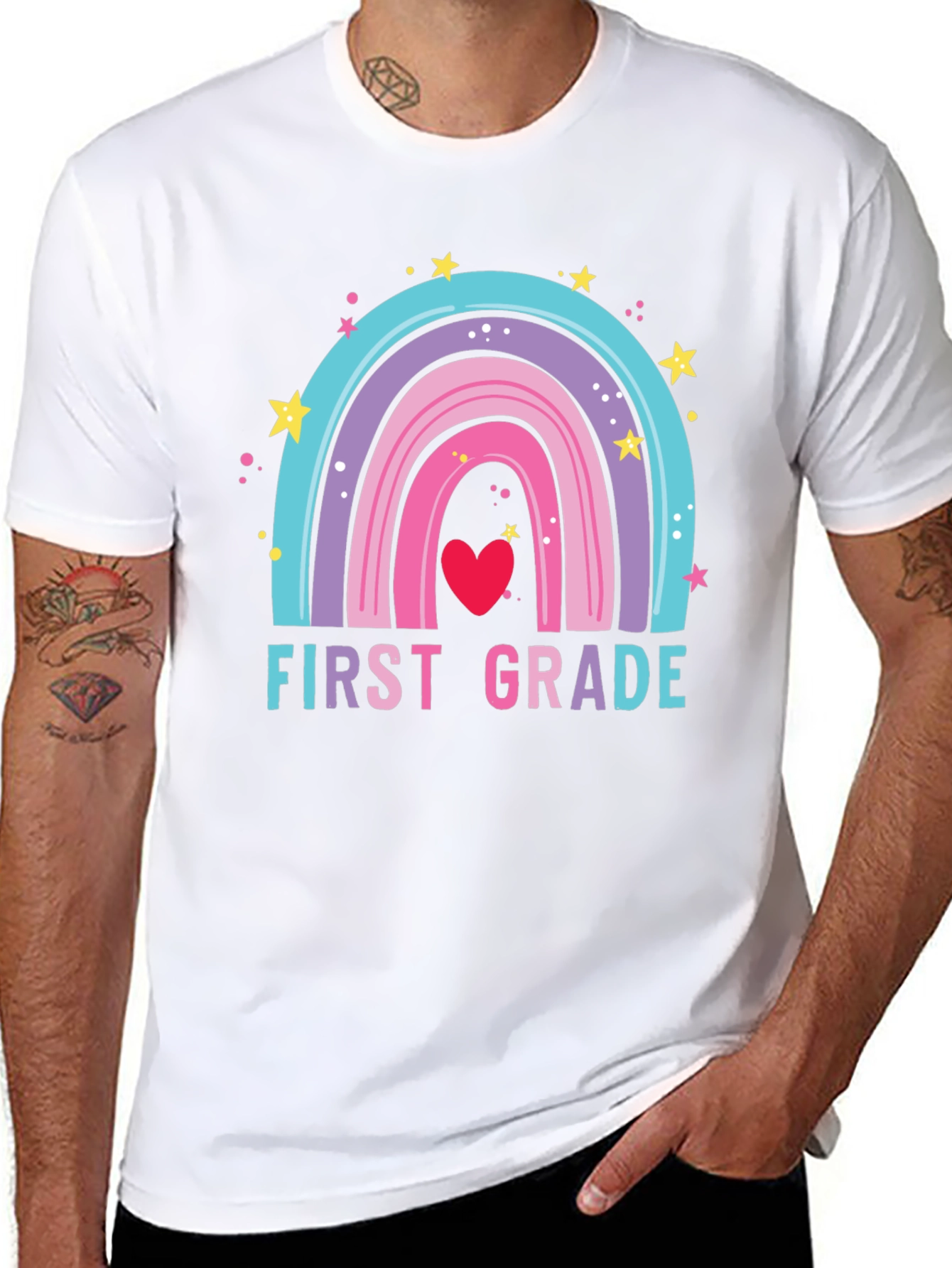 First Grade Rainbow Heart T-Shirt