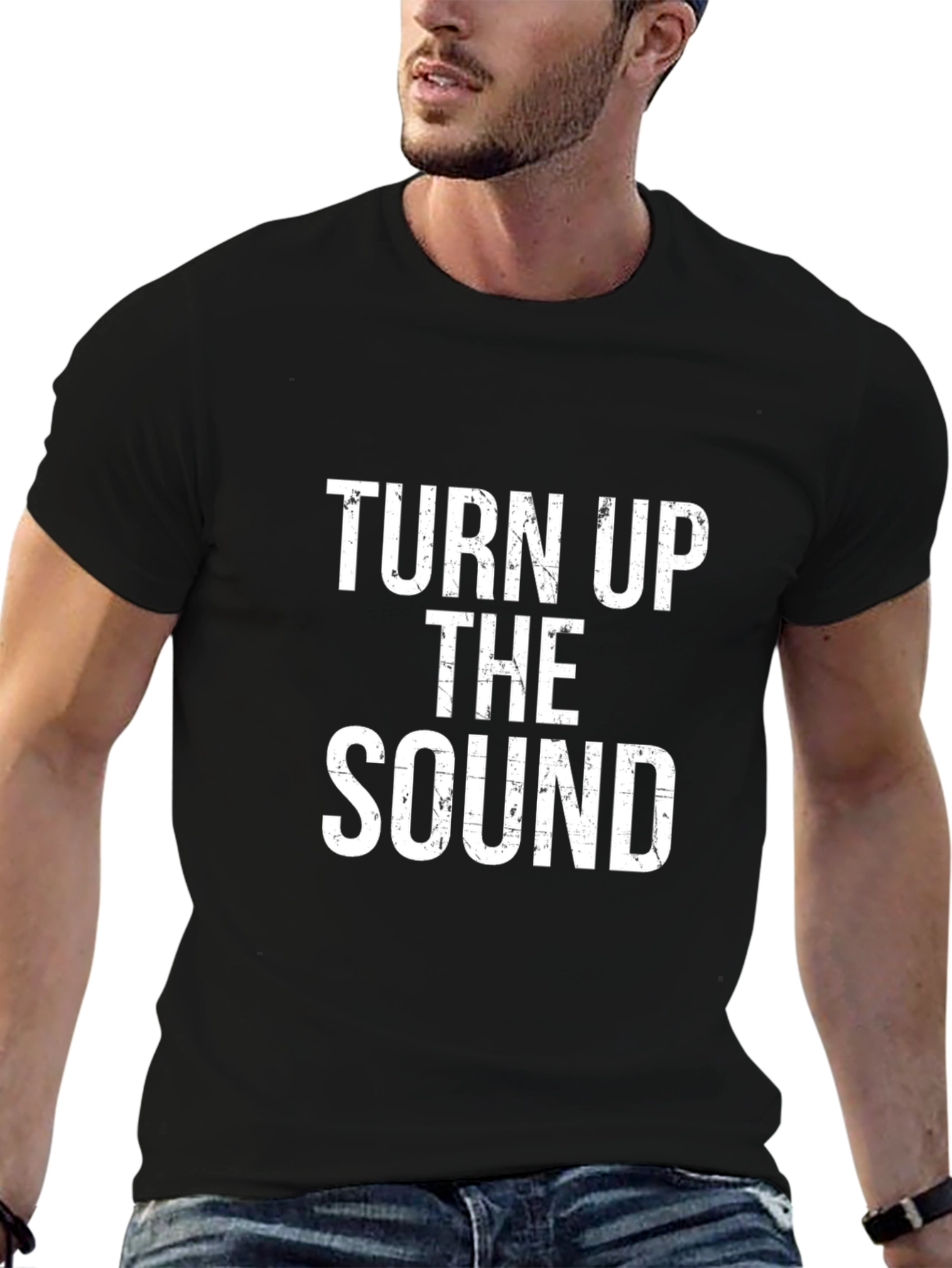 Turn Up The Sound T-Shirt - Black Cotton Tee