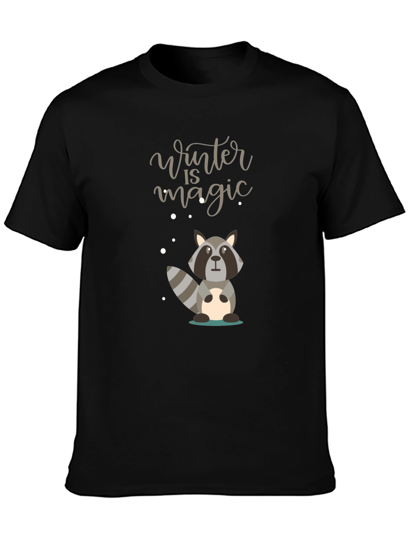Winter Magic Raccoon Graphic Tee - Cozy Style