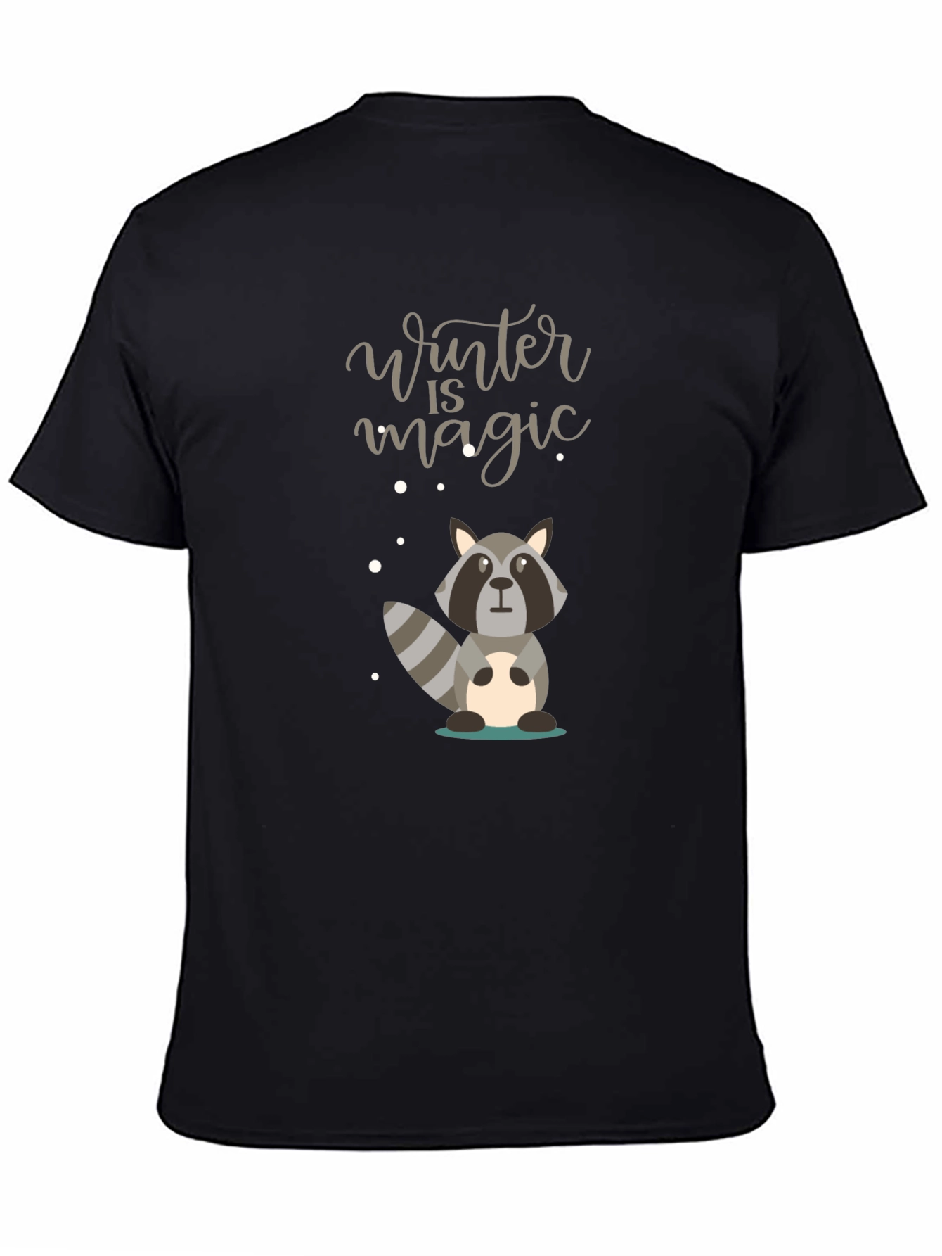 Winter Magic Raccoon Graphic Tee - Cozy Style