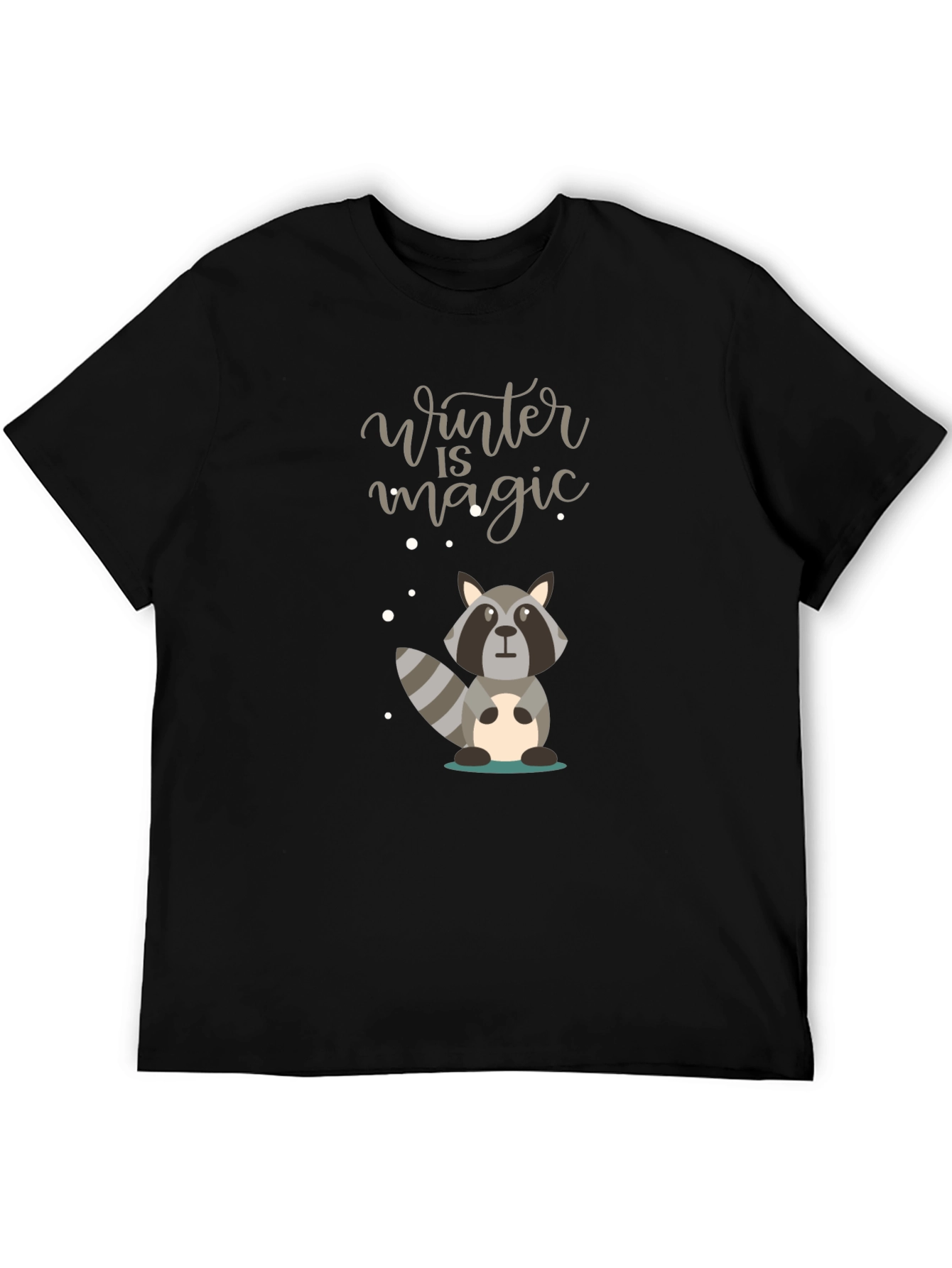 Winter Magic Raccoon Graphic Tee - Cozy Style