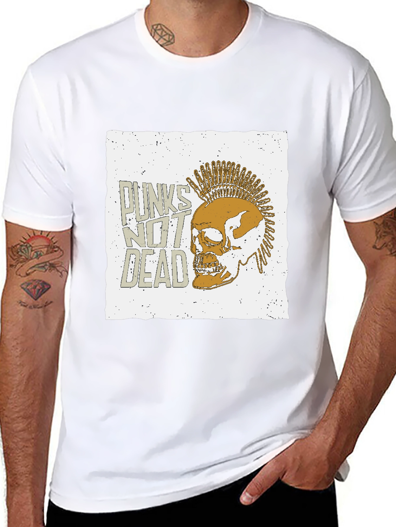 Punk Skull Graphic Tee - Punks Not Dead T-Shirt
