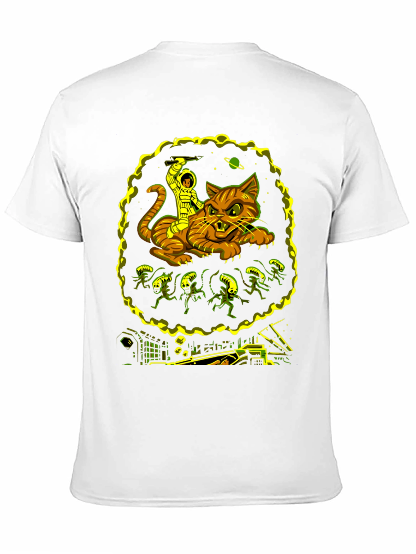 Cosmic Cat Rider Tee - Sci-Fi Graphic T-Shirt