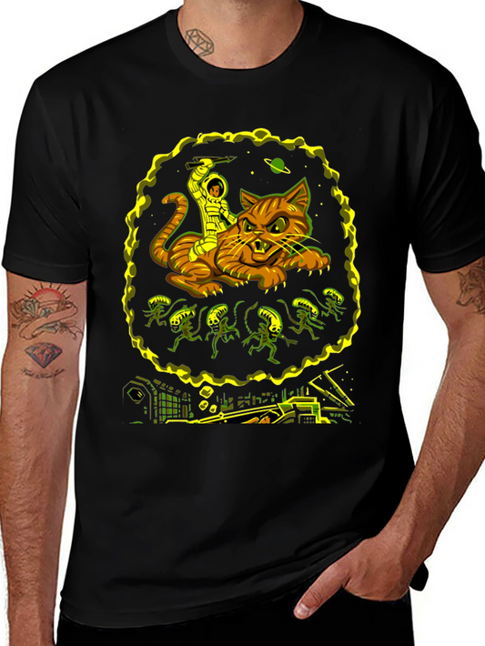 Cosmic Cat Rider Tee - Sci-Fi Graphic T-Shirt