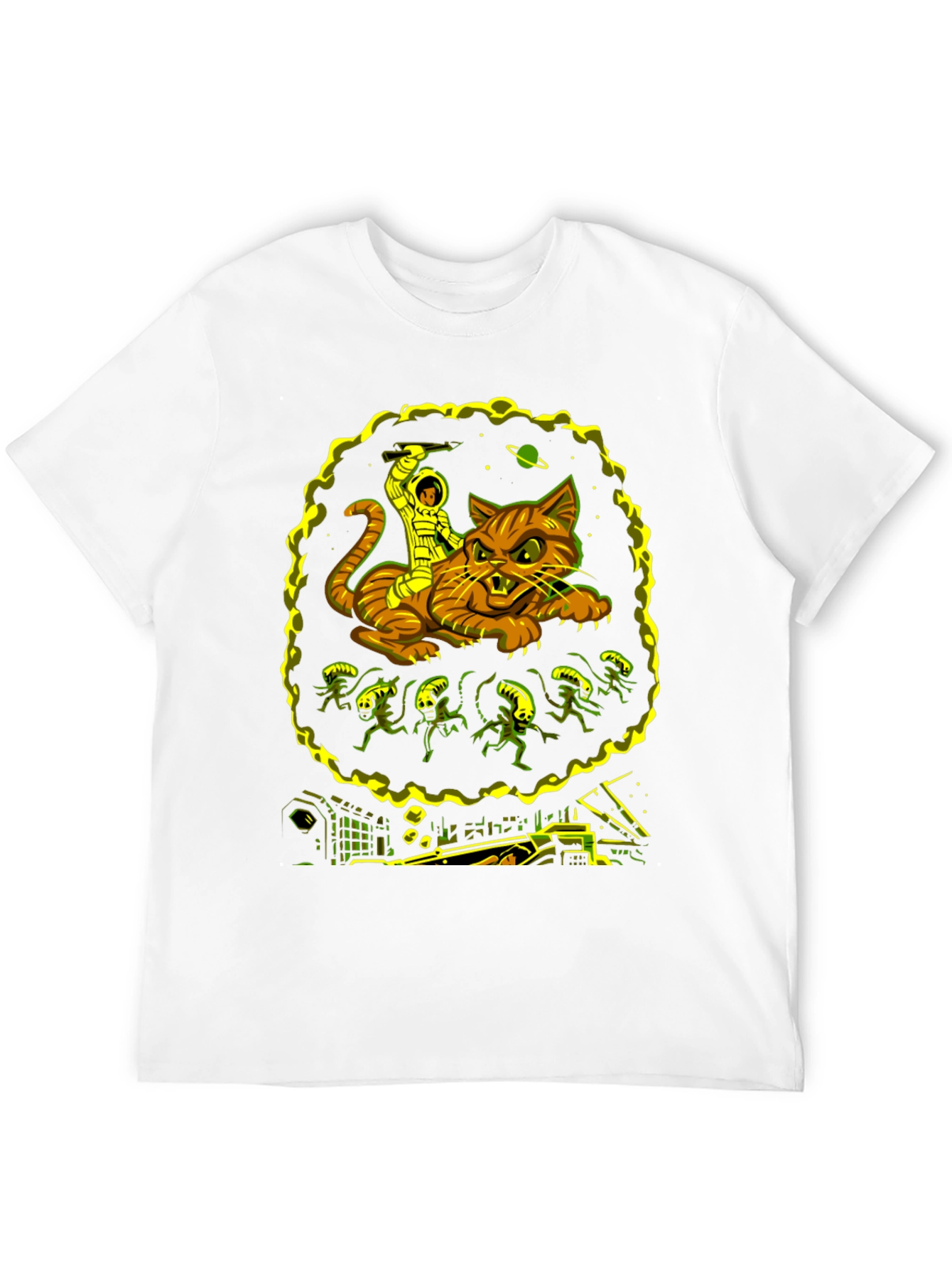 Cosmic Cat Rider Tee - Sci-Fi Graphic T-Shirt