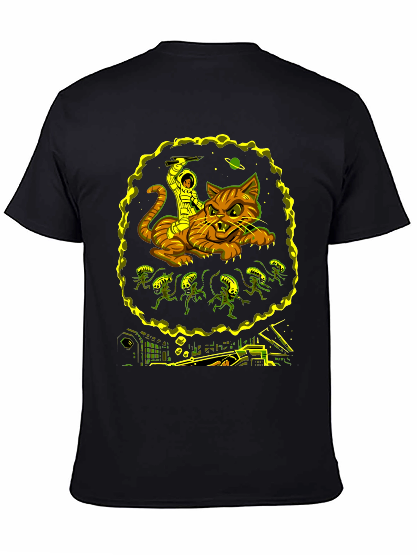 Cosmic Cat Rider Tee - Sci-Fi Graphic T-Shirt