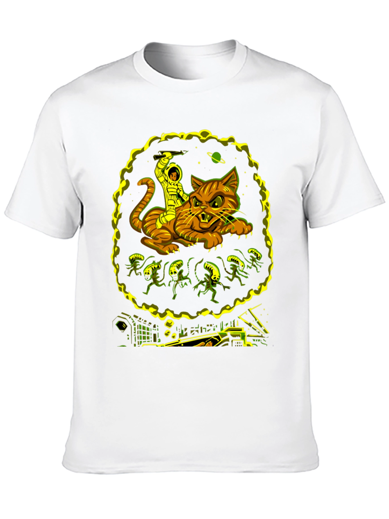 Cosmic Cat Rider Tee - Sci-Fi Graphic T-Shirt
