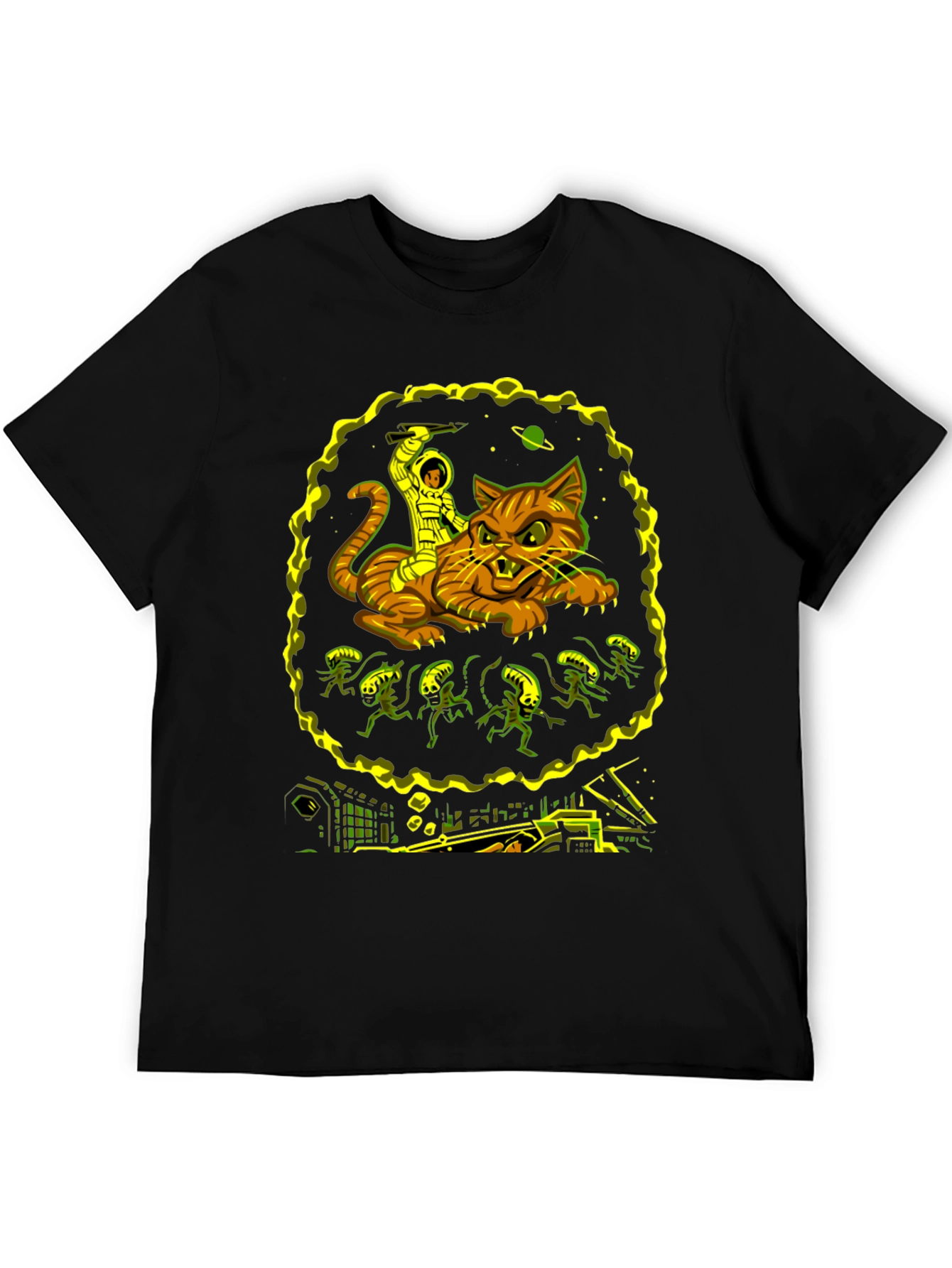 Cosmic Cat Rider Tee - Sci-Fi Graphic T-Shirt