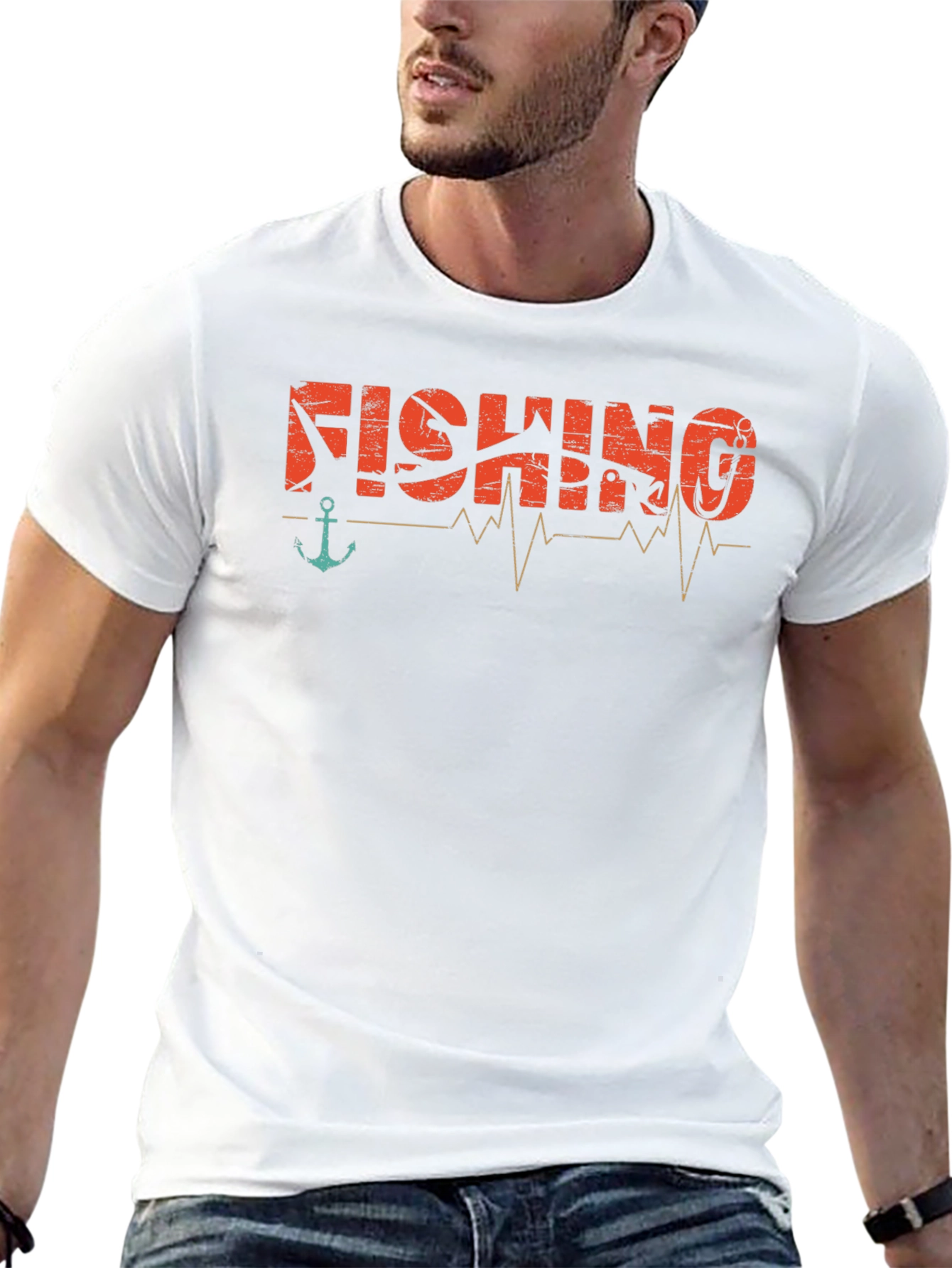 Fishing Heartbeat Graphic T-Shirt -  Angler Tee