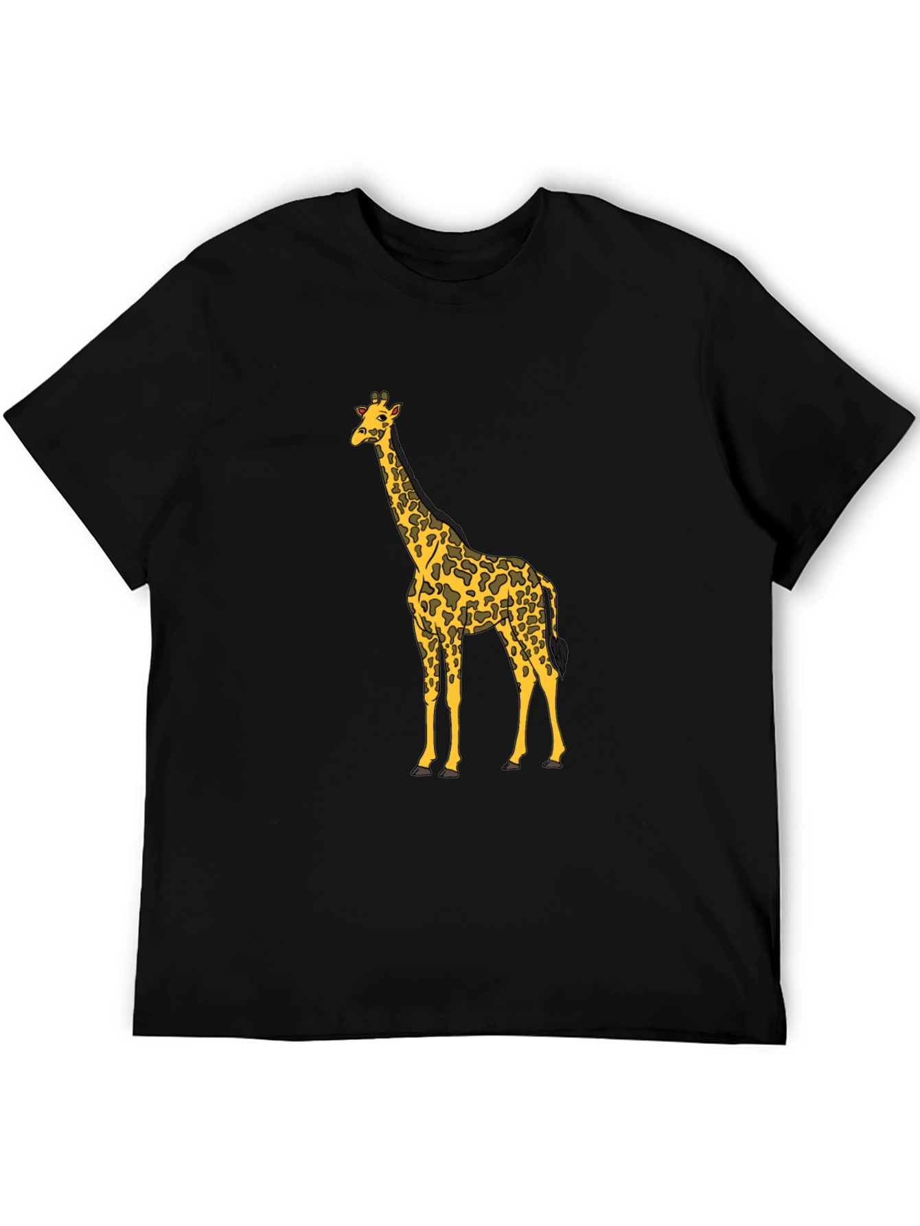 Giraffe Print Black T-Shirt Animal Lover Tee